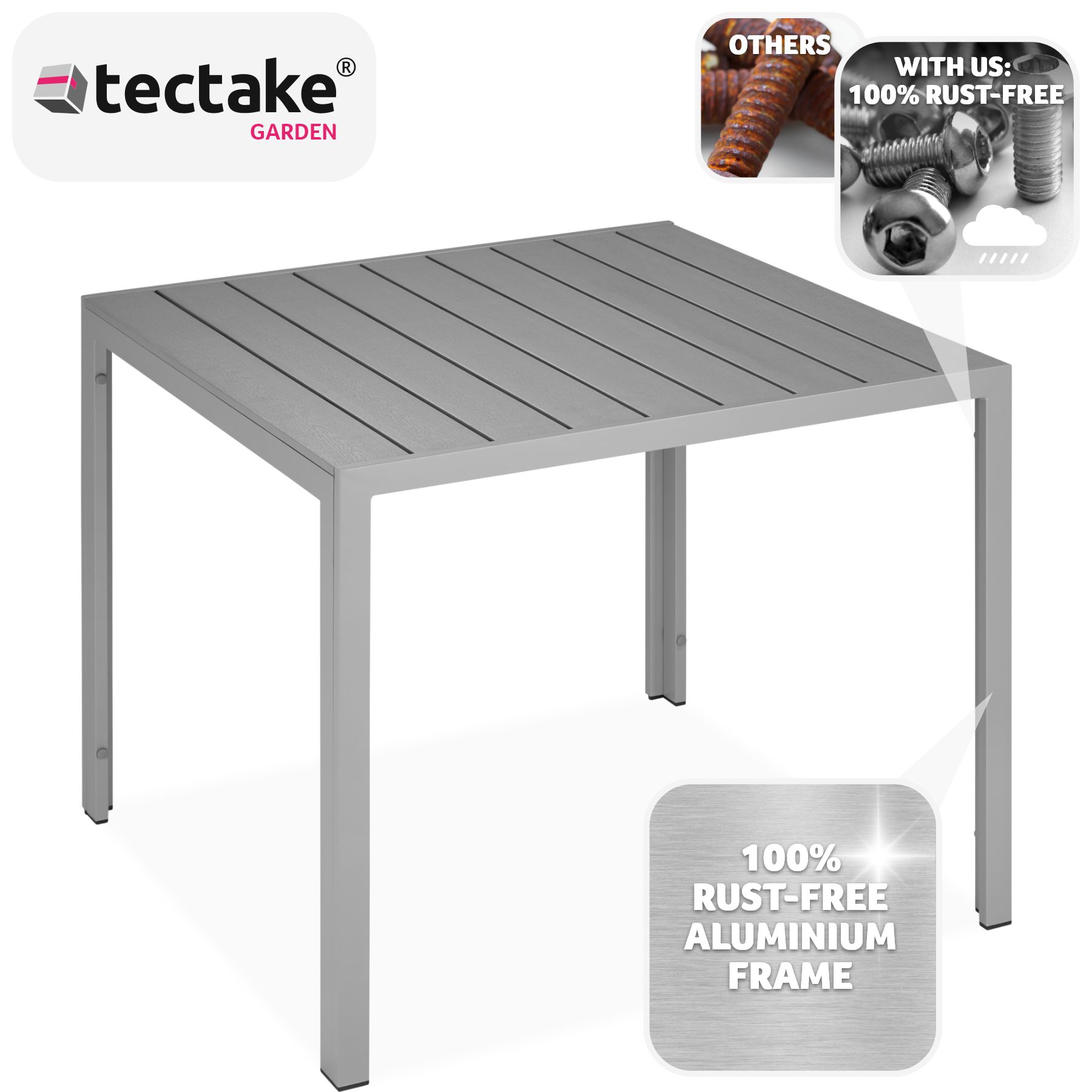 Garden Furniture Table Outdoor Patio Dining Coffee Balcony Square Aluminium - Picture 16 of 25