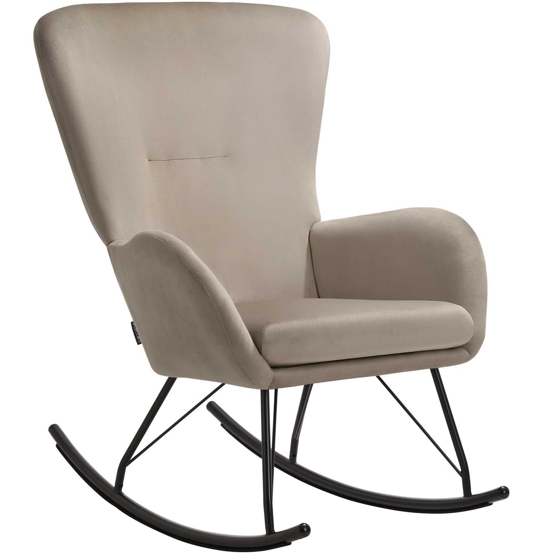 cadeira de balanço Swing com patins de aço e espessa almofada - preto/taupe