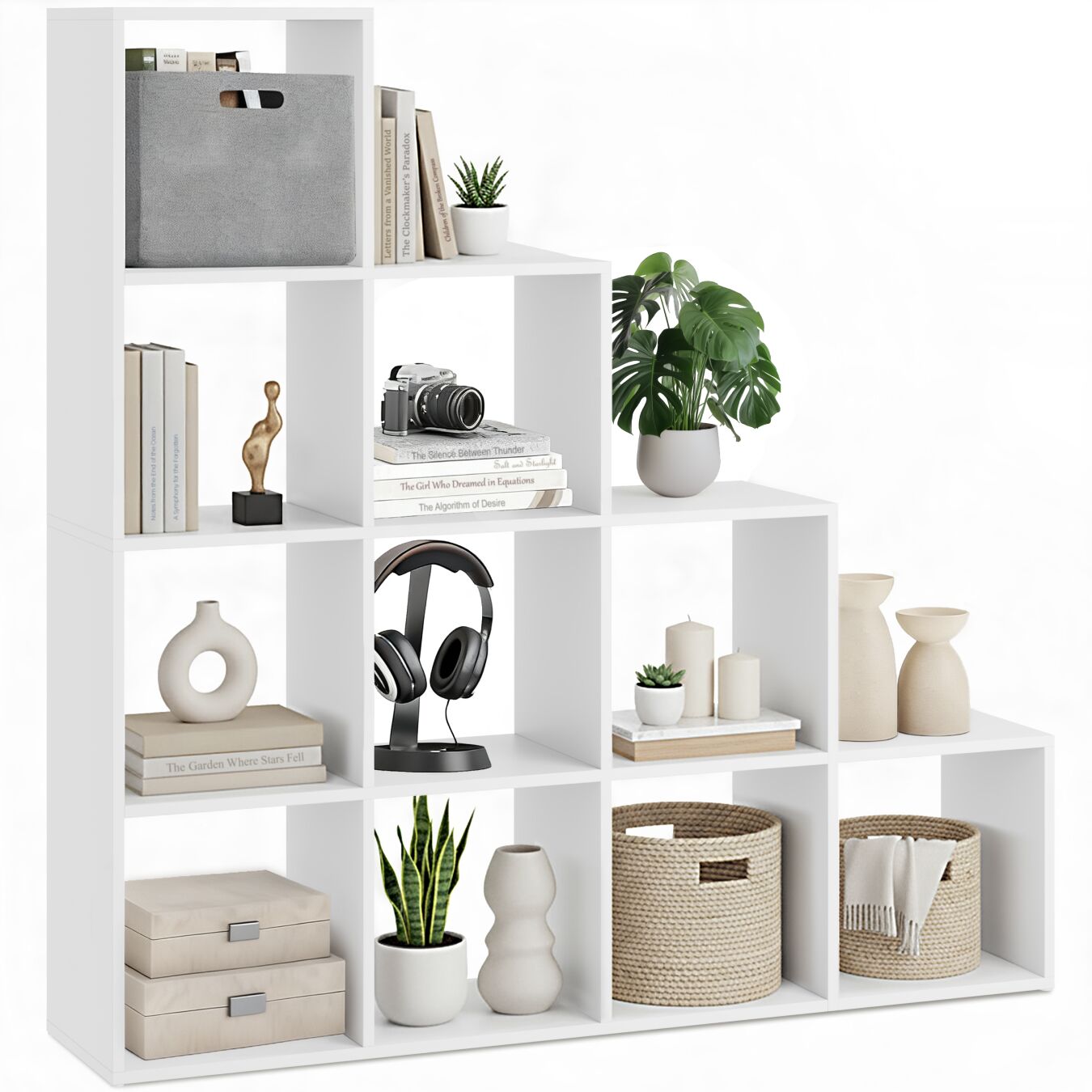 Estantería Talisa con 10 compartimentos abiertos en diseño de cubo - blanco | tectake