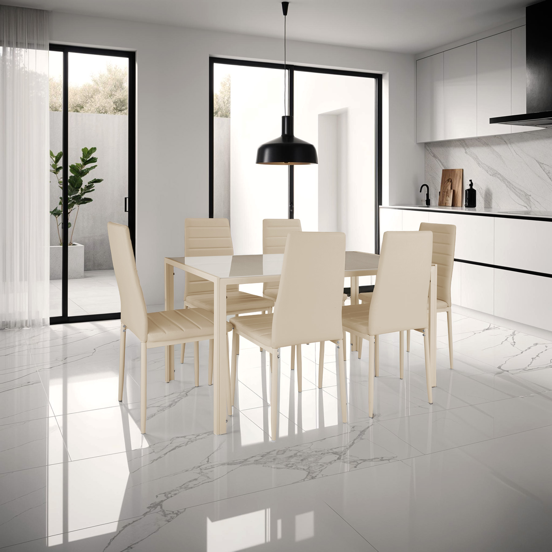 Dining Chair Set Kitchen Living Room Furniture Faux Leather Chairs Thick Padding - Picture 48 of 61