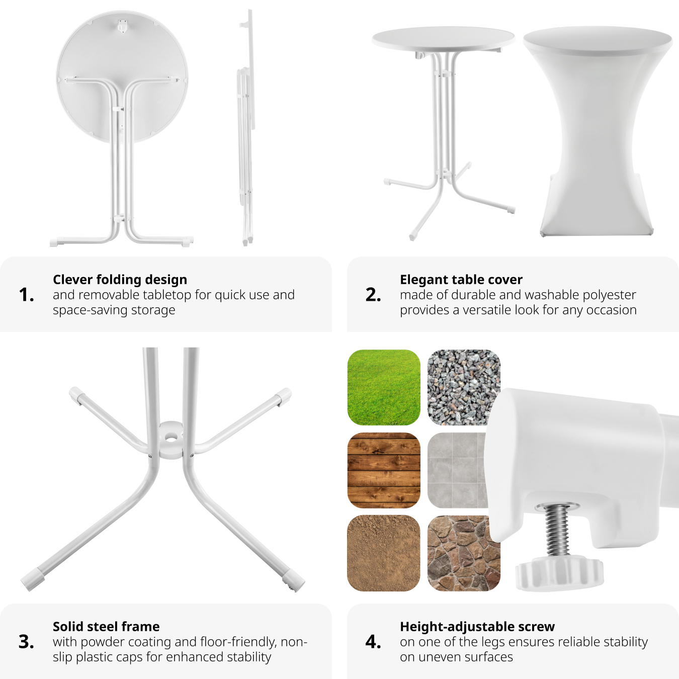 Folding Table Bar Chair Set Round Tall Dining Drinks Foldable Collapsible Tables - Picture 5 of 25