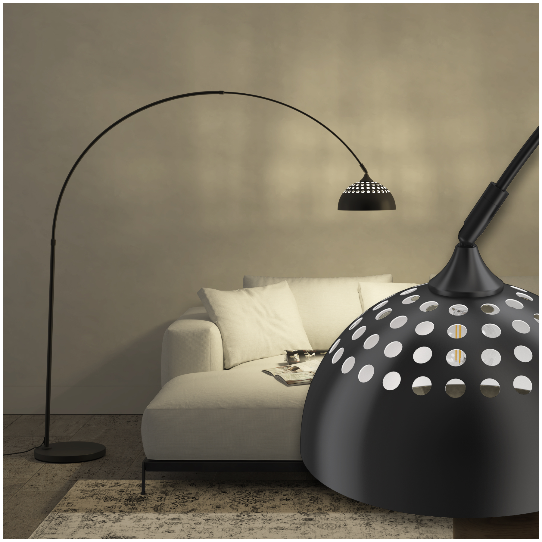 Lampe sur pied ARCUS en acier style rétro, 60W - noir | tectake