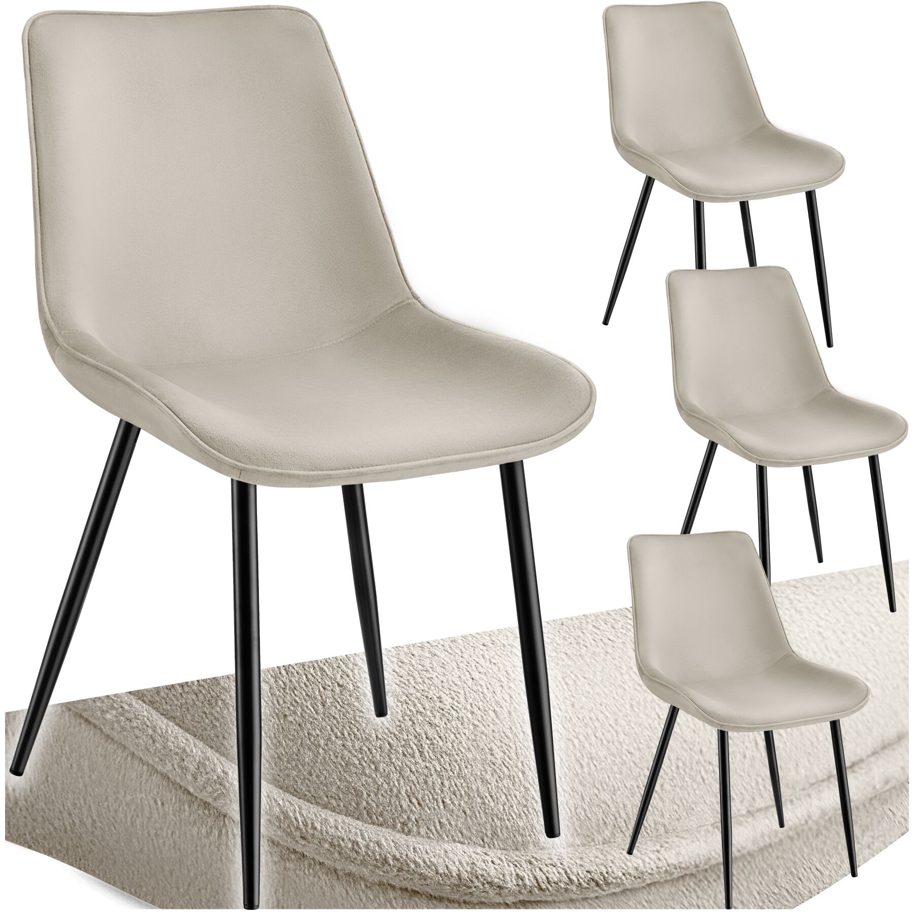 Set Stuhl Monroe Samtoptik - creme, 4er Set