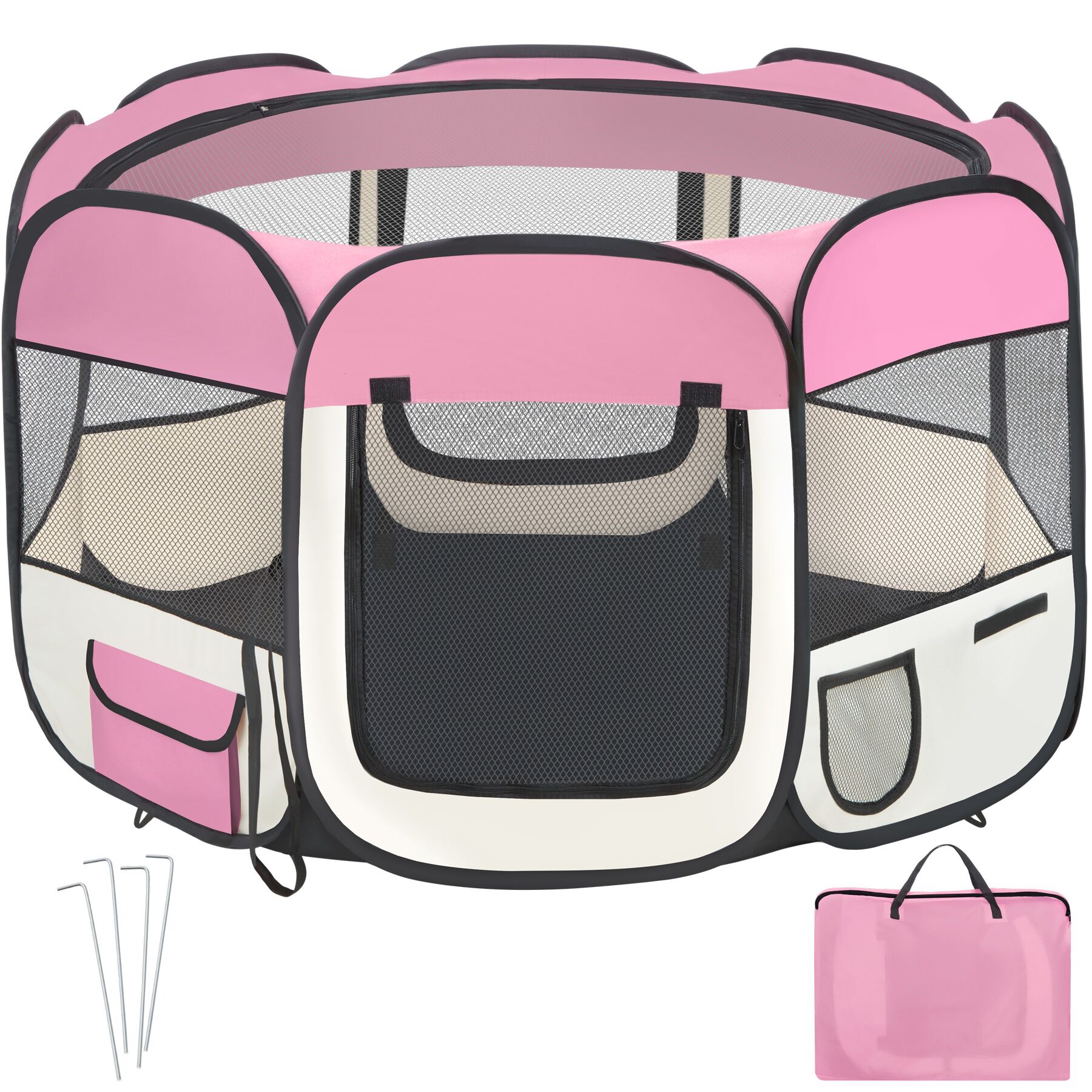 Hundgård Valphage i polyester - rosa av tectake