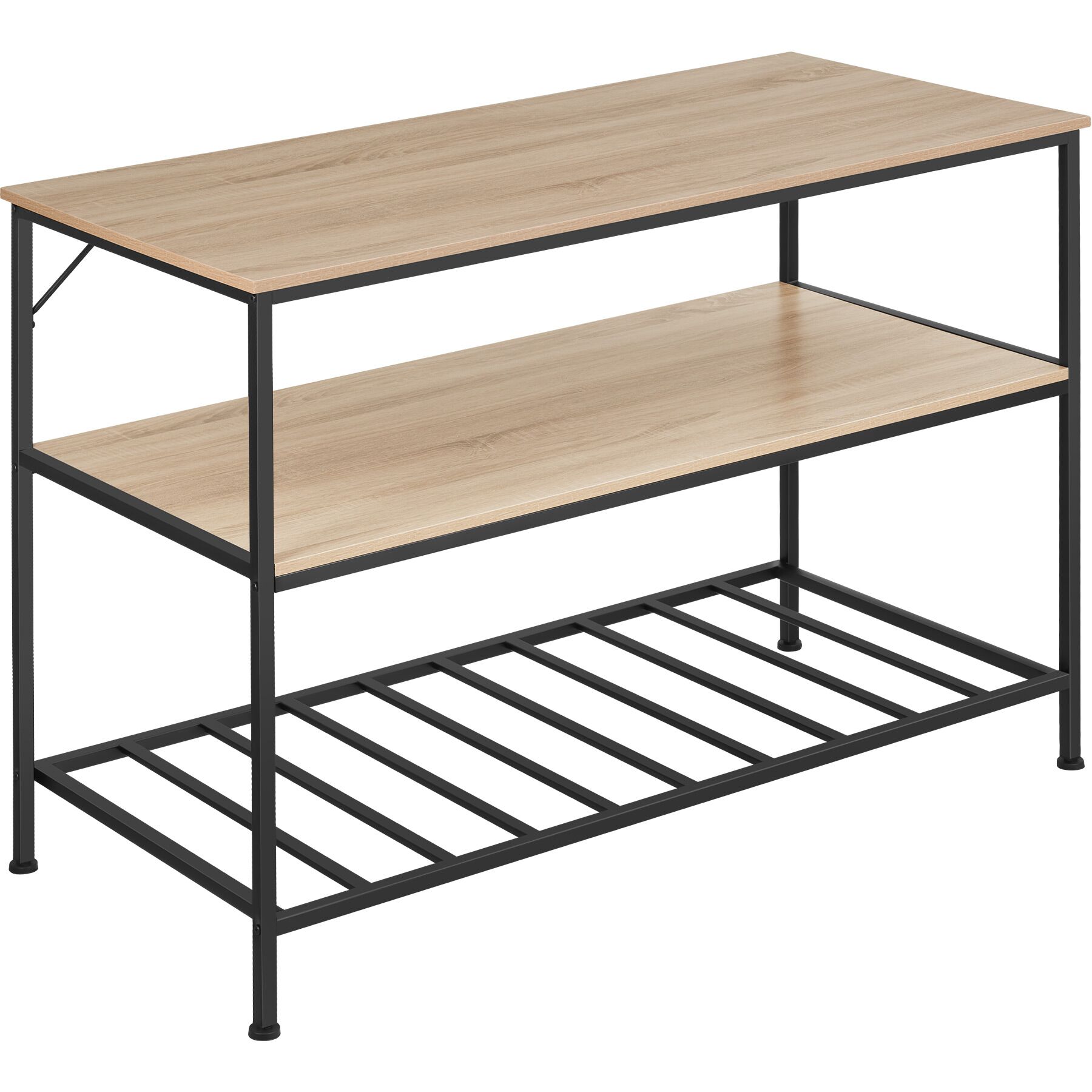 Shelves Akeley - industrial style, 3 shelving tiers, 120 x 60 x 90.5 cm - industrial wood light, oak Sonoma