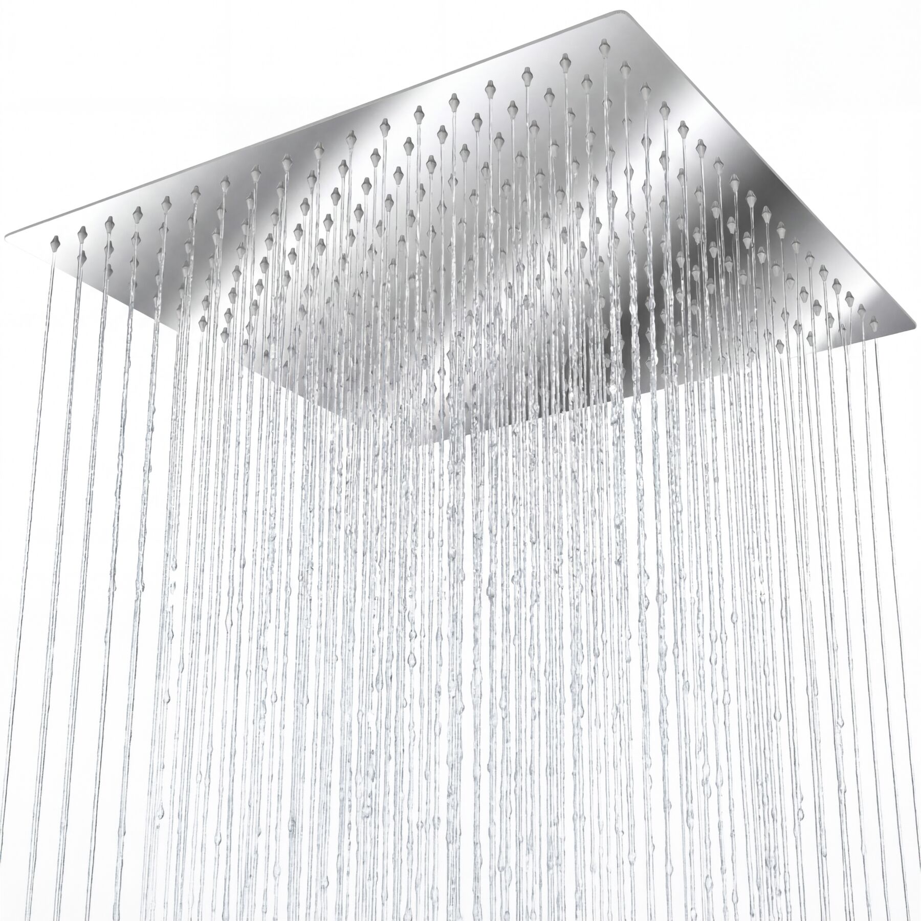 Shower Head - square rain shower with ball joint, stainless steel - 30 x 30 cm | tectake