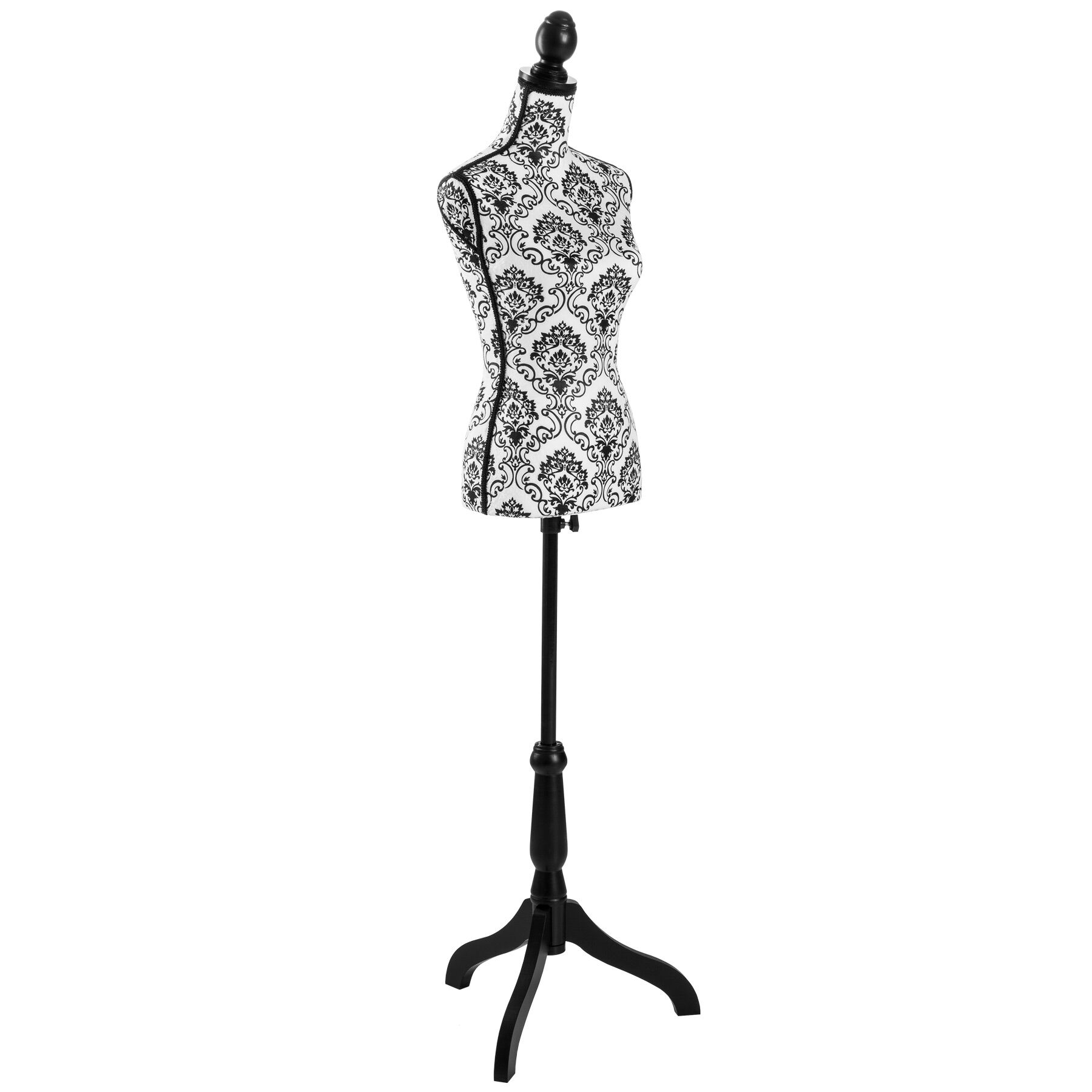 Manequim de alfaiate feminino - padrão floral preto/branco