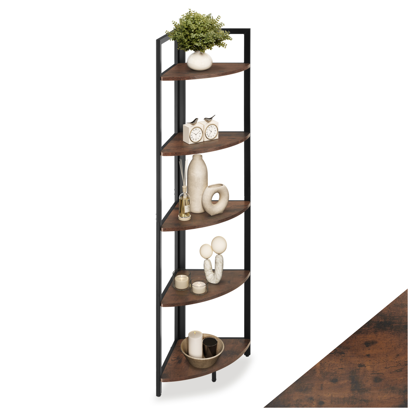 Eckregal Castlebar 30x30x150cm - Industrial Holz dunkel, rustikal von tectake