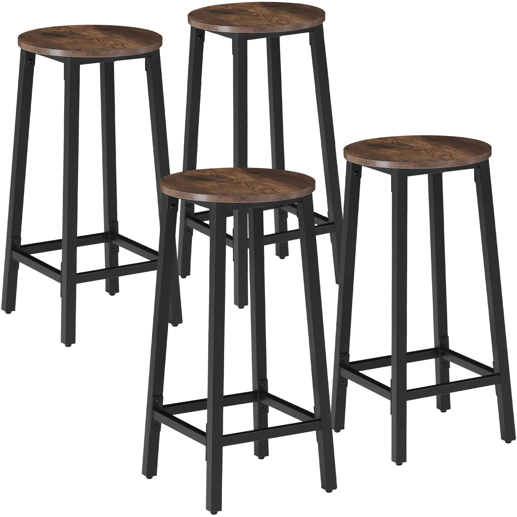 Bar stools Corby - Industrial wood dark, rustic | tectake