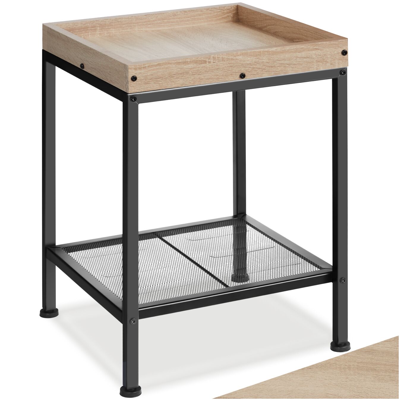 Mesa auxiliar Rochester 41,5x41x56cm - madera industrial clara, roble Sonoma | tectake