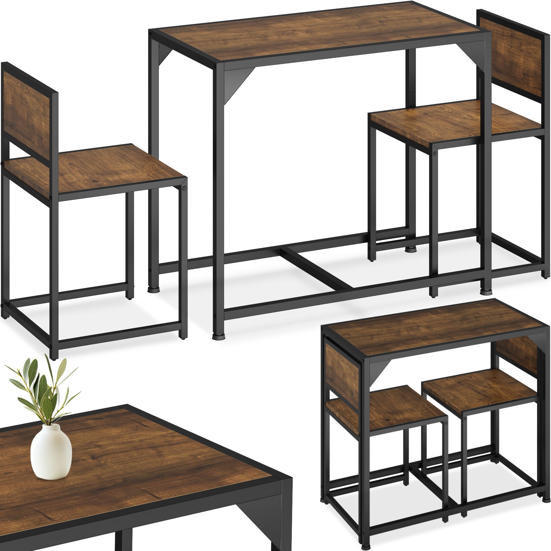Sitzgruppe Milton - Industrial Holz dunkel, rustikal