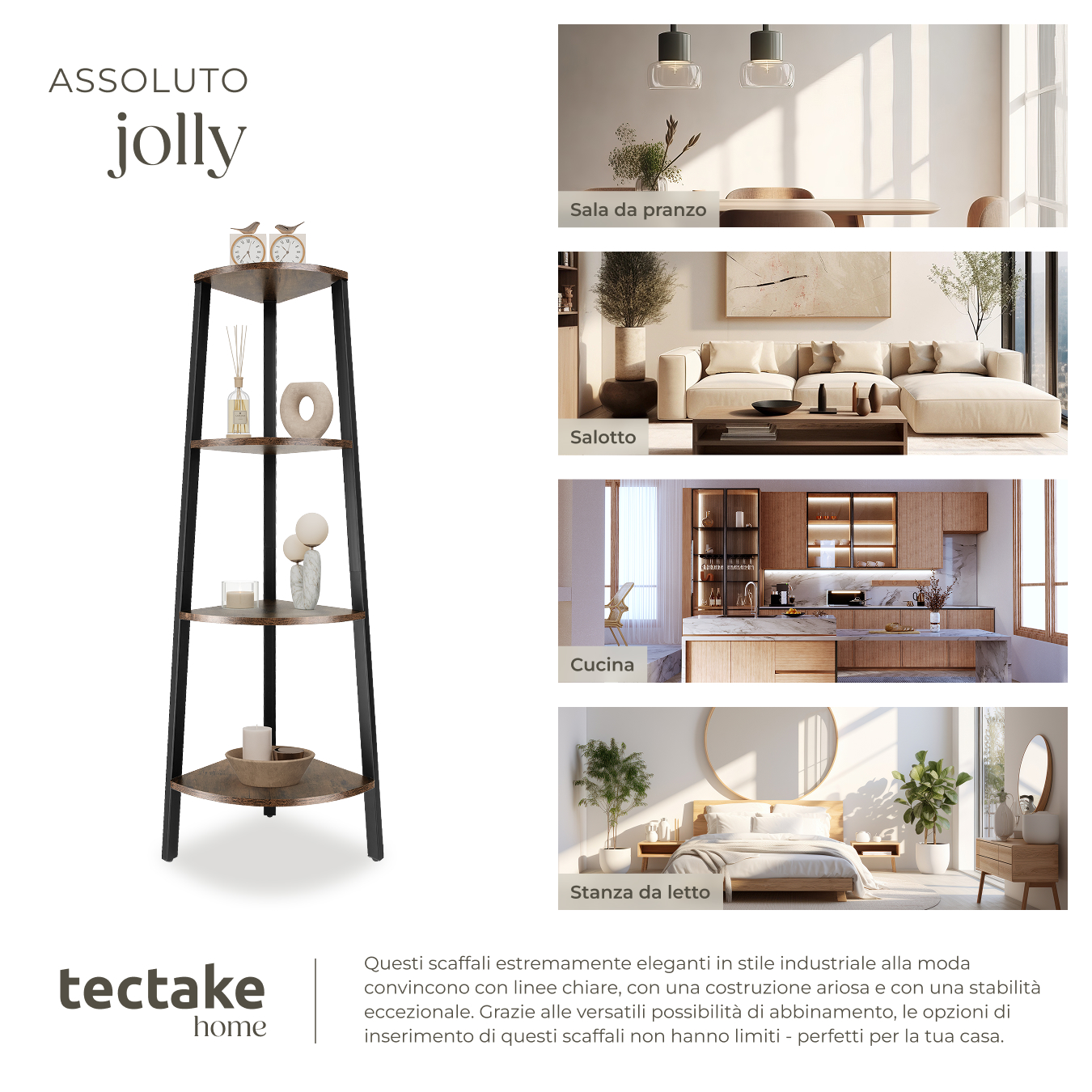 Scaffali ad angolo Newbridge 4 ripiani Stile ndustriale Antiribaltamento - Foto 8 di 25