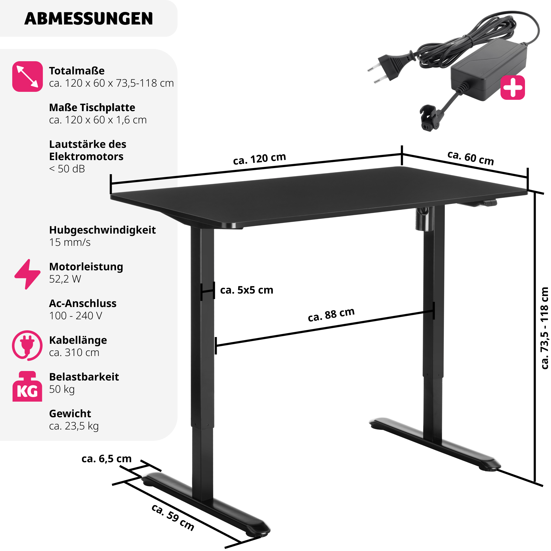 Höhenverstellbarer Schreibtisch Elektrisch Computertisch Arbeitsplatz PC-Tisch - Bild 31 von 37