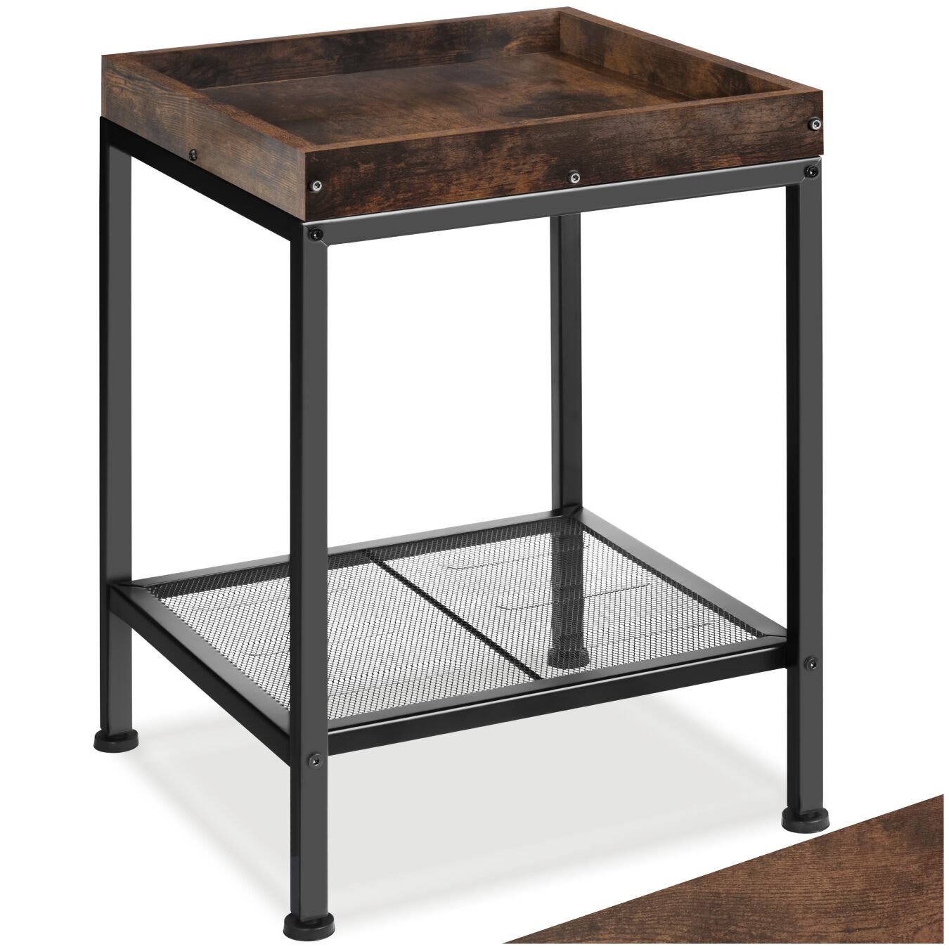 Beistelltisch Rochester 41,5x41x56cm - Industrial Holz dunkel, rustikal