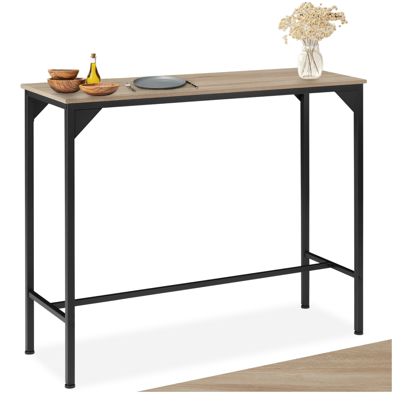 Dining Table Kerry - high, breakfast bar style - industrial wood light, oak Sonoma