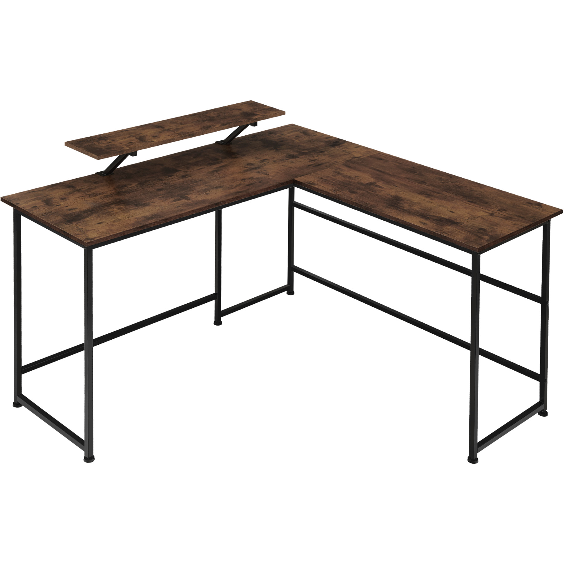 Schreibtisch Melrose 140x130x76,5cm - Industrial Holz dunkel, rustikal