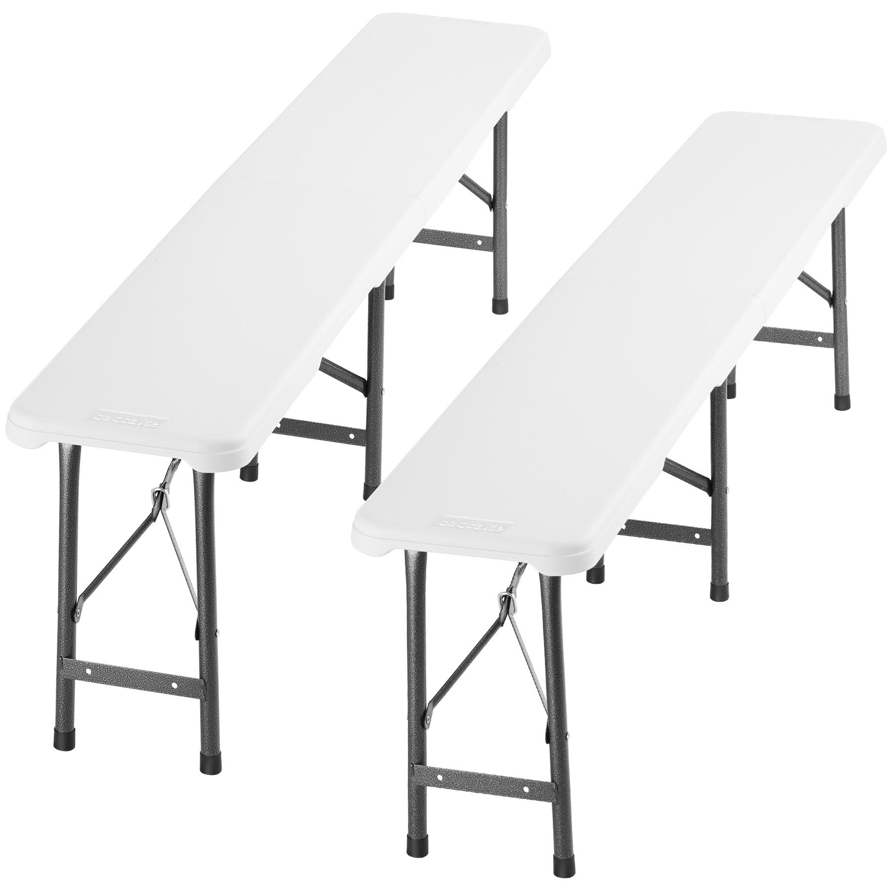 Juego de 2 bancos plegables de camping Panja, resistentes a la intemperie, con una capacidad de carga de 500 kg - blanco | tectake