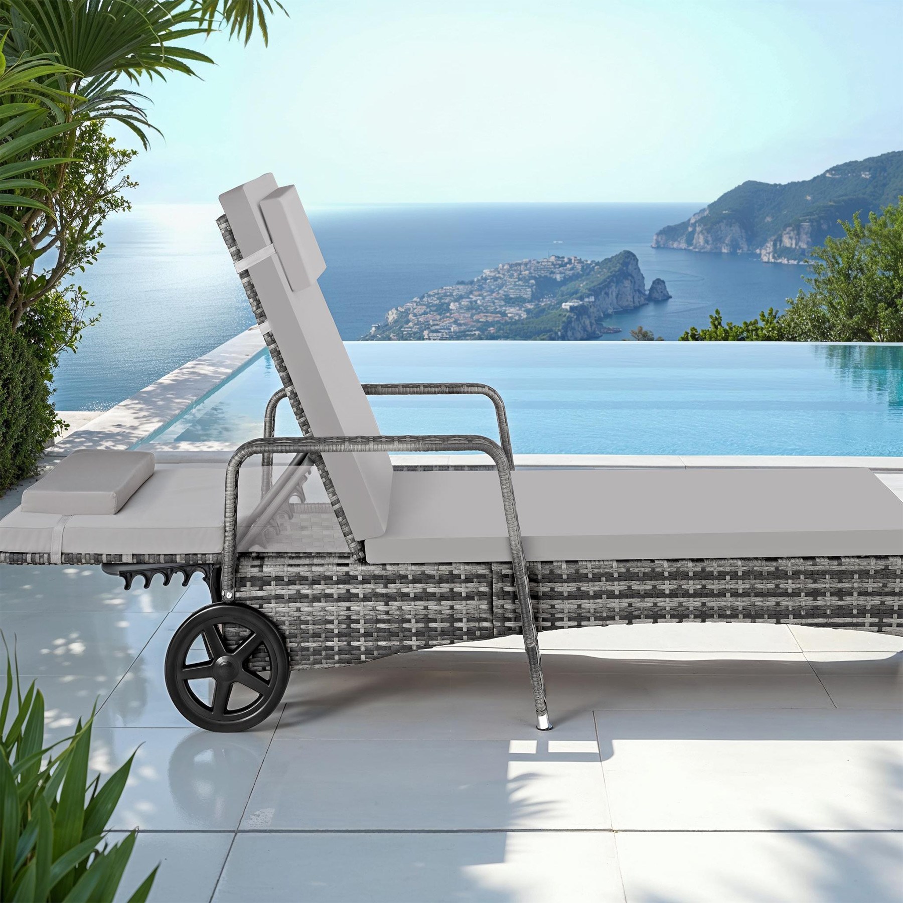 Sonnenliege klappbar Gartenliege Polyrattan Liegestuhl Strandliege robust 200 cm - Bild 121 von 145