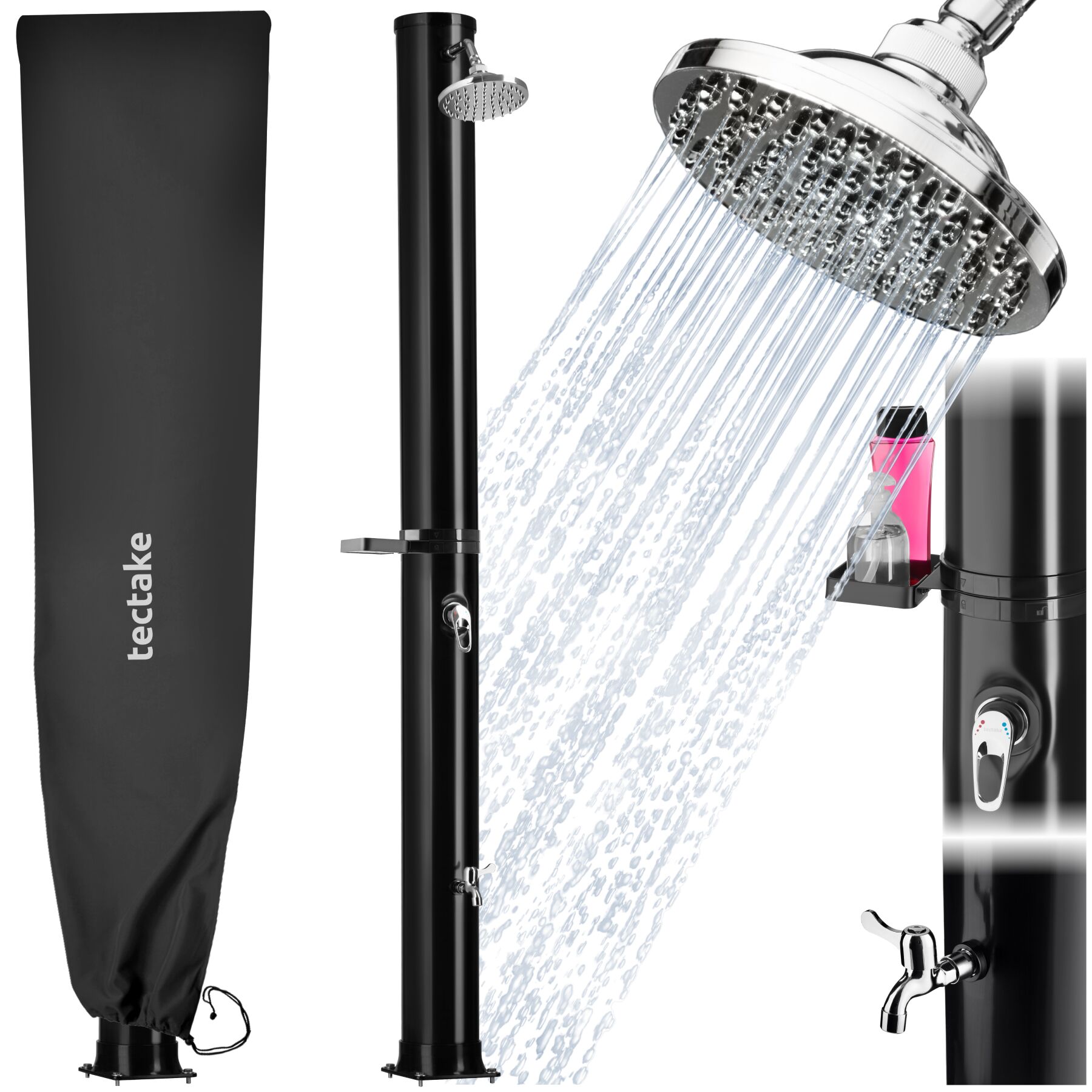 Douche solaire Orinoco 40 l - noir | tectake