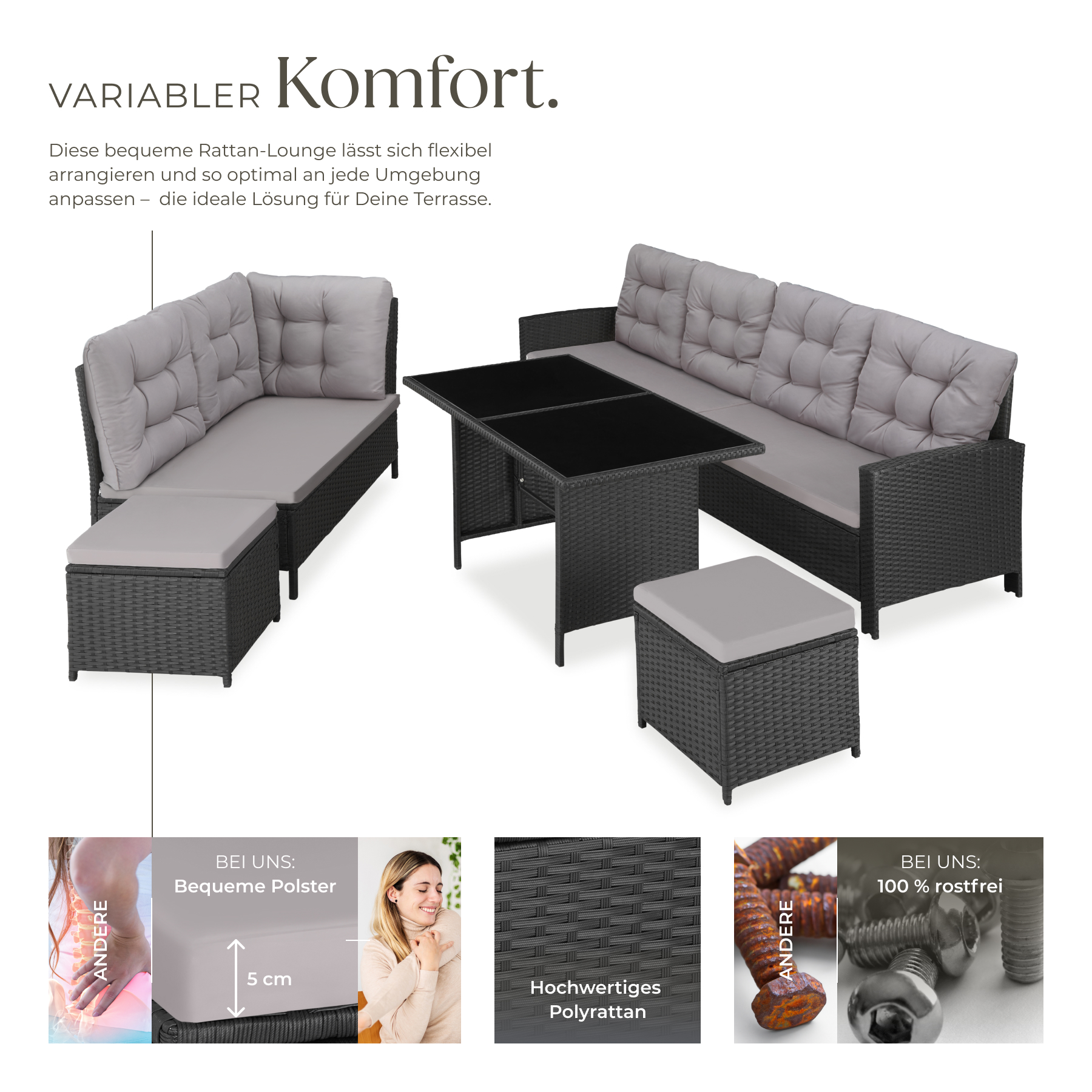 XXL Polyrattan Sitzgruppe Lounge Set Eck Sofa Gartenmöbel Garten Garnitur Möbel