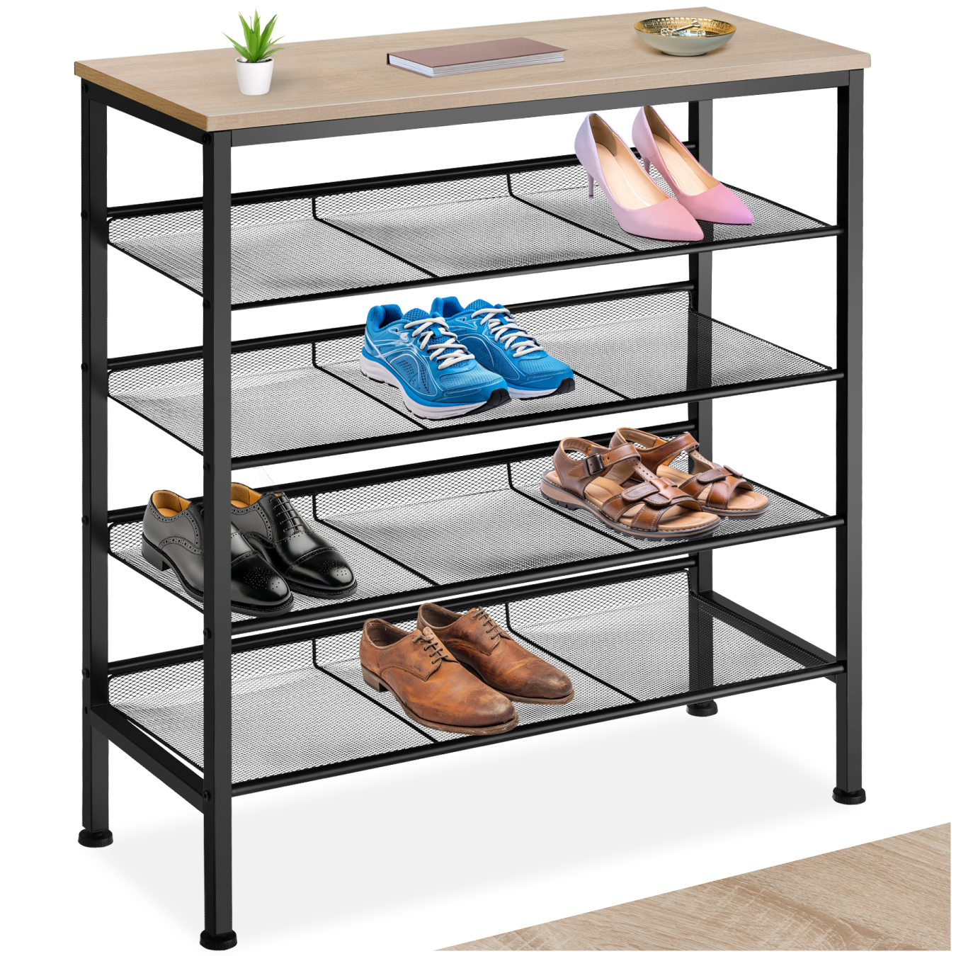 Schuhregal Bournemouth 75,5x30,5x85,5cm - Industrial Holz hell, Eiche Sonoma von tectake