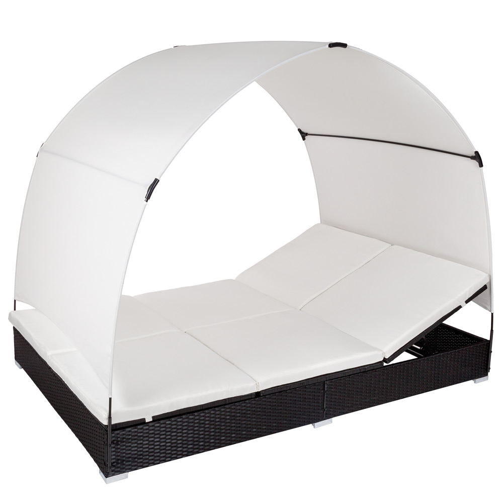 Bain de soleil 2 places avec pare soleil - noir | tectake