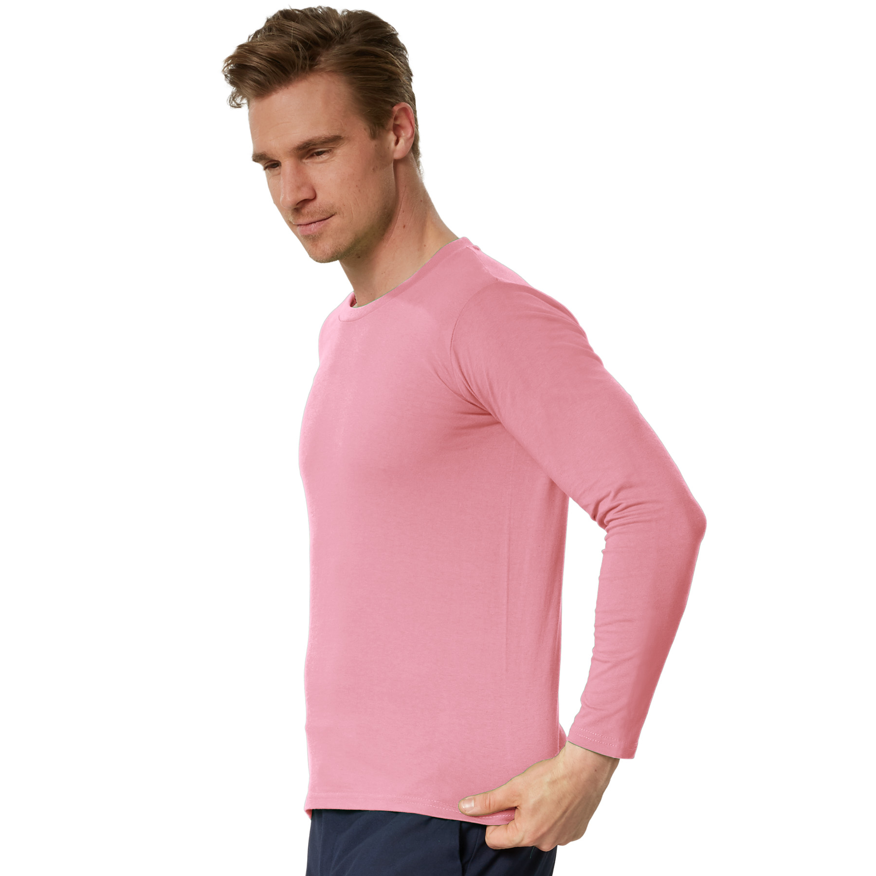 Camiseta de manga larga para hombre camiseta de manga larga lisa sudadera de manga larga suéter nuevo - Imagen 46 de 120