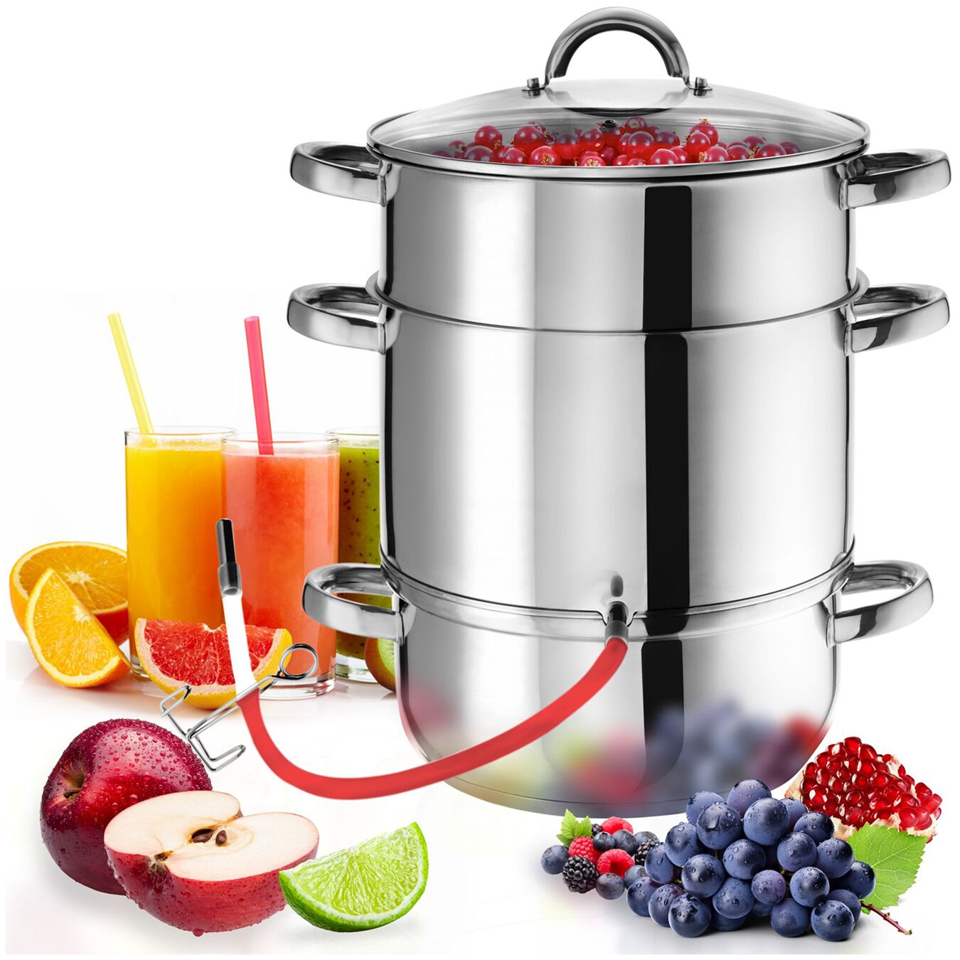 Estrattore di succo in acciaio inossidabile AISI 430, 15 litri, Ø 26cm - argento | tectake