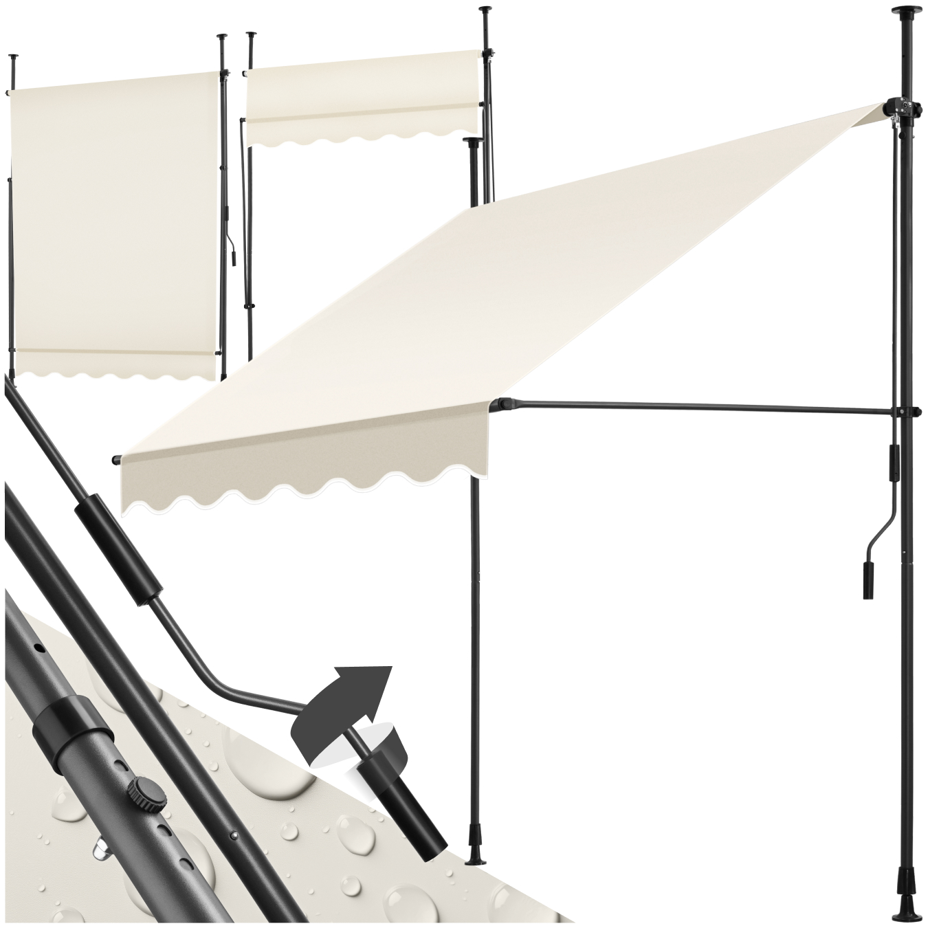 Klemmmarkise Markise Sichtschutz Regenschutz Sonnenschutz für Balkon ,Terrasse