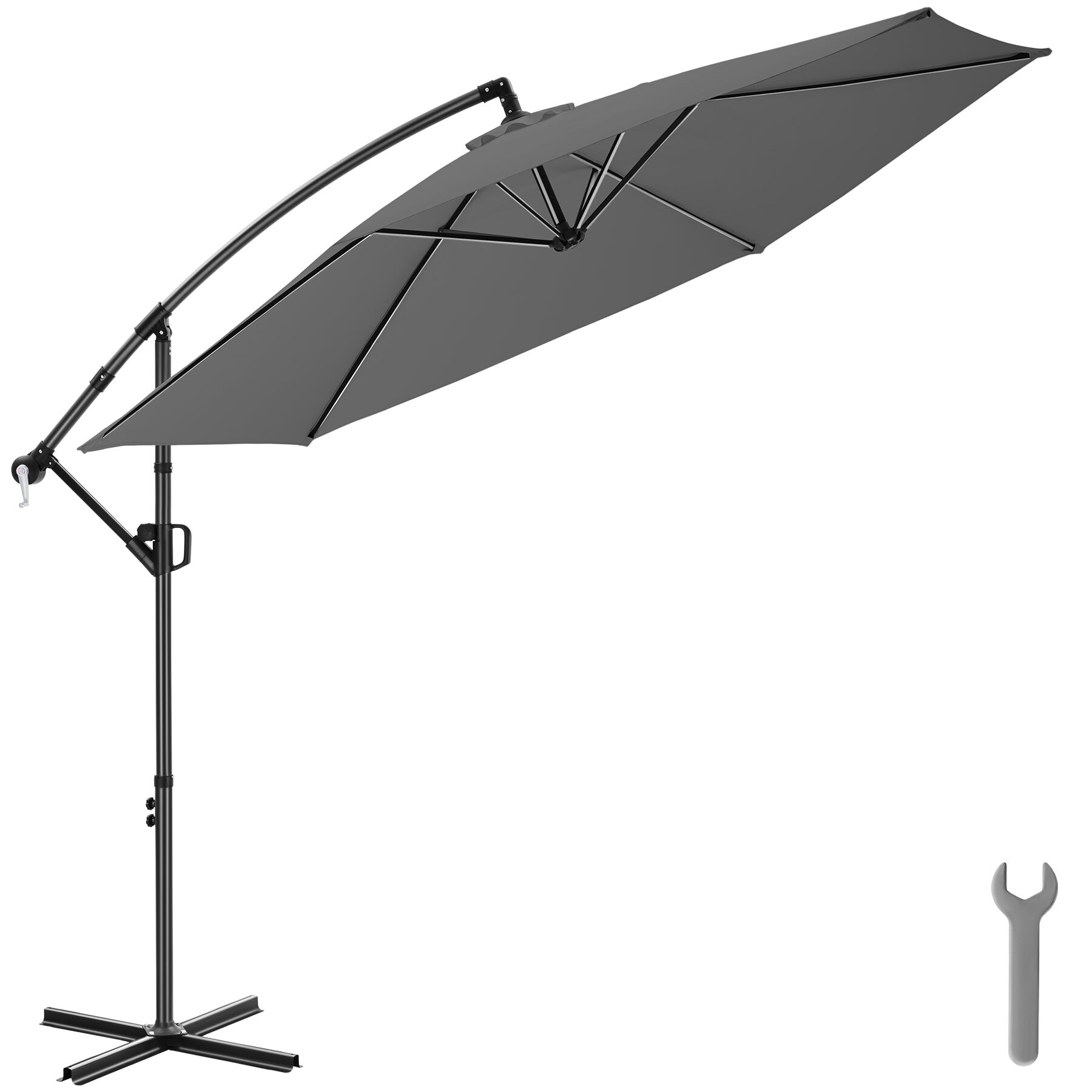 Artemis-parasol, 360° draaibaar, kantelbaar, 3 x 3 m - grijs | tectake