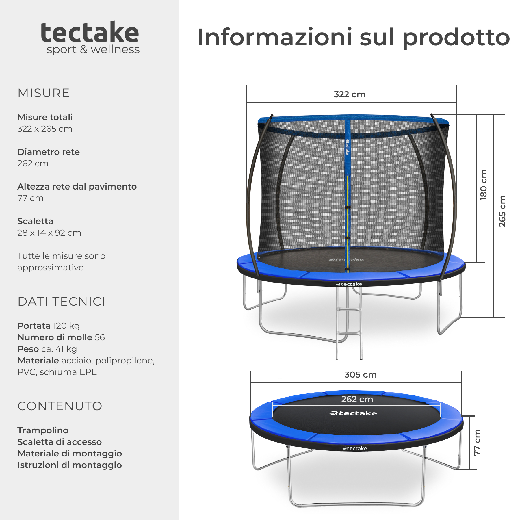 Trampolino elastico con rete di sicurezza per bambini da esterno giardino - Foto 19 di 37