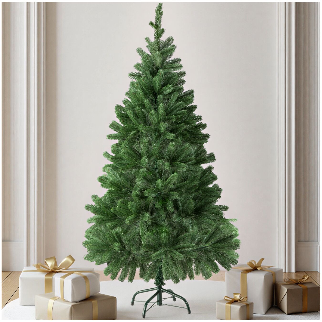 Árbol de Navidad artificial con soporte metálico - 140 cm, sin luces de colores | tectake