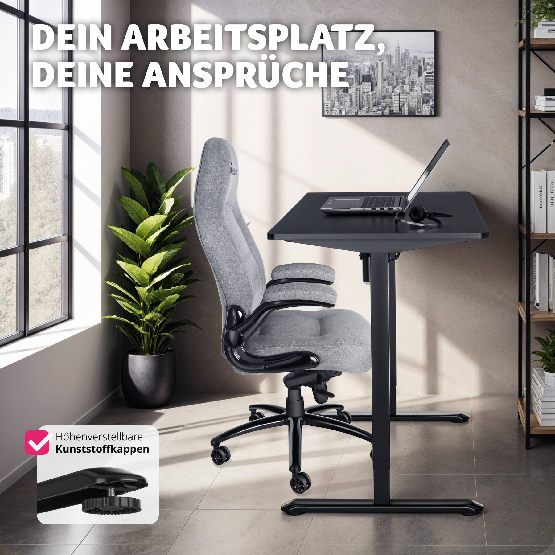 Höhenverstellbarer Schreibtisch Elektrisch Computertisch Arbeitsplatz PC-Tisch - Bild 33 von 37