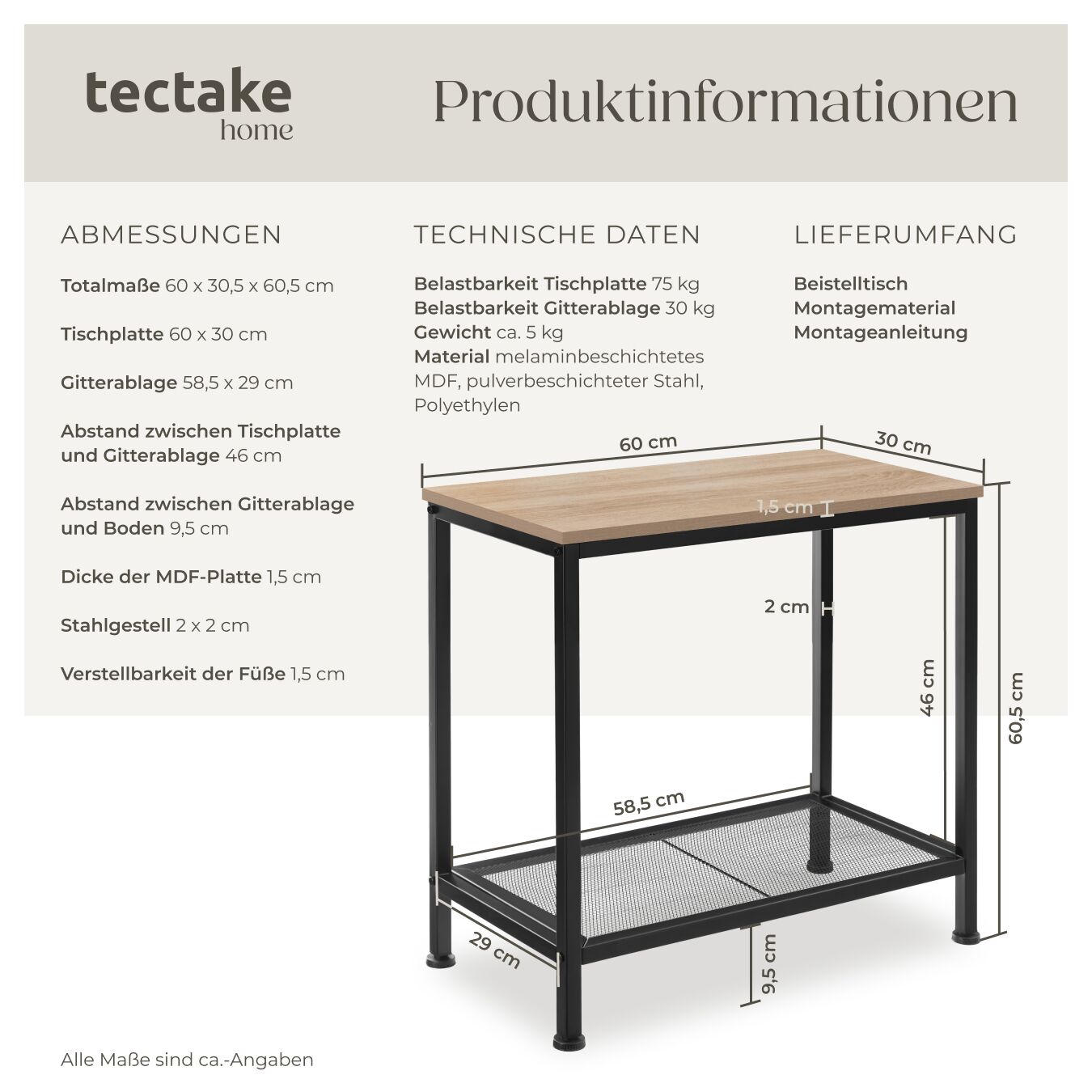 Konsolentisch Holz Metall Sideboard Beistelltisch Flurtisch Industrial schwarz