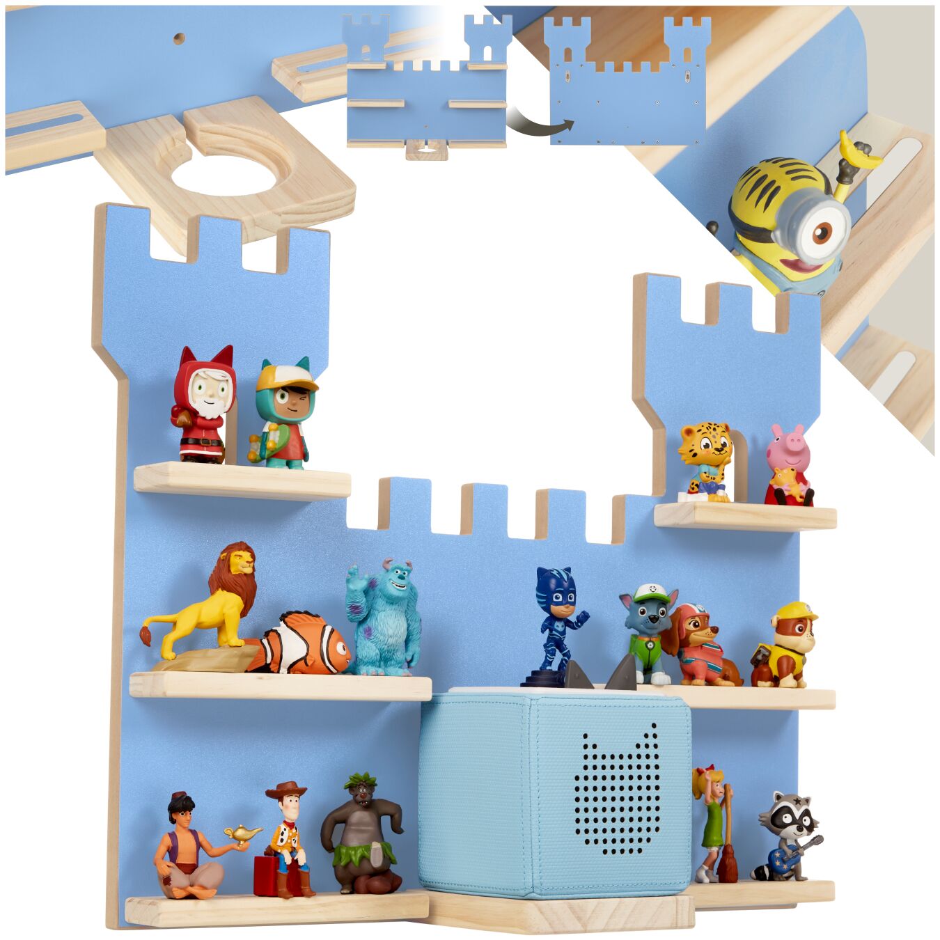 Étagère murale MyLittleStory Fortress pour jusqu'à 16 Tonies - bleu de tectake