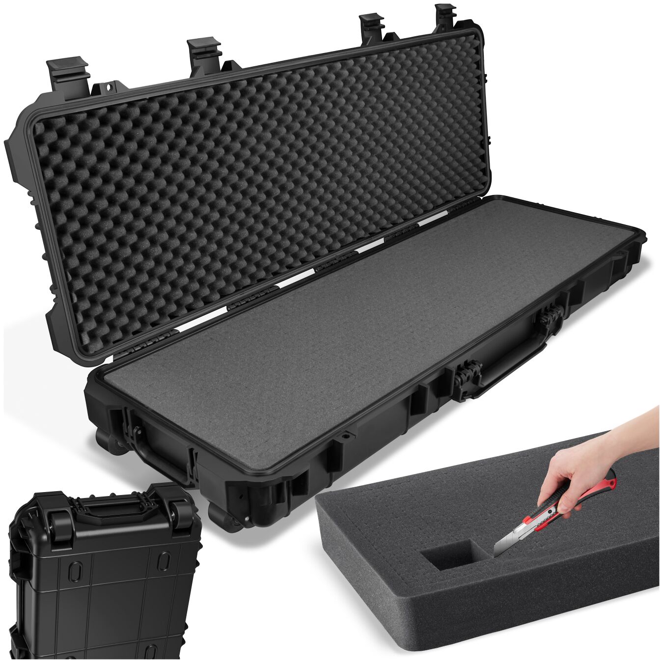 Carry Case - waterproof hard shell for drones, cameras, electronics, rifle case - black | tectake