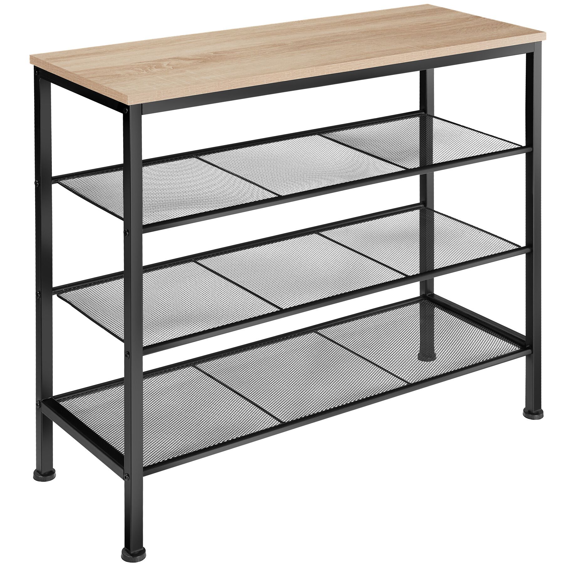 Shoe Rack Newport - surface shelf and 3 grid shelves, industrial style - industrial wood light, oak Sonoma