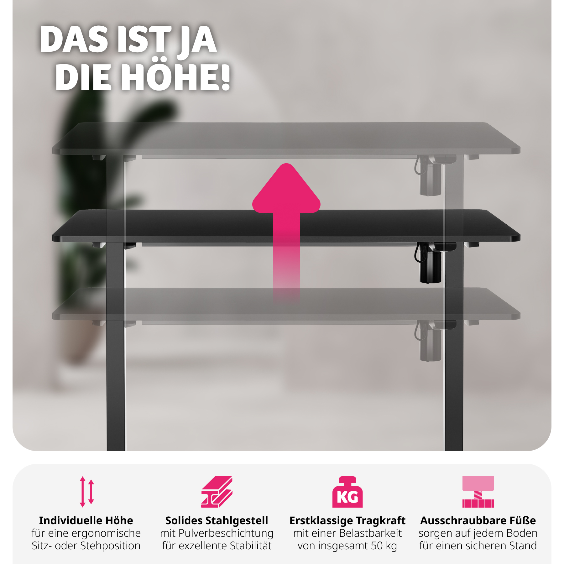 Höhenverstellbarer Schreibtisch Elektrisch Computertisch Arbeitsplatz PC-Tisch - Bild 28 von 37