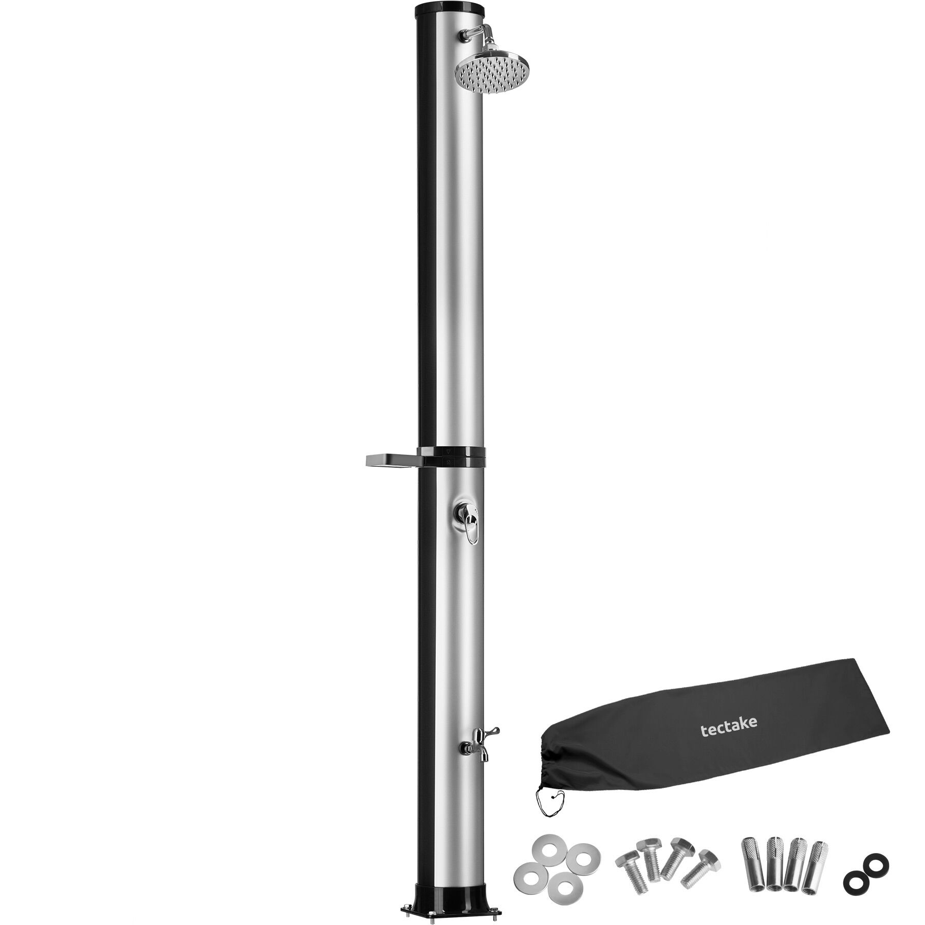 Ducha solar Orinoco 40 l - negro/plata | tectake