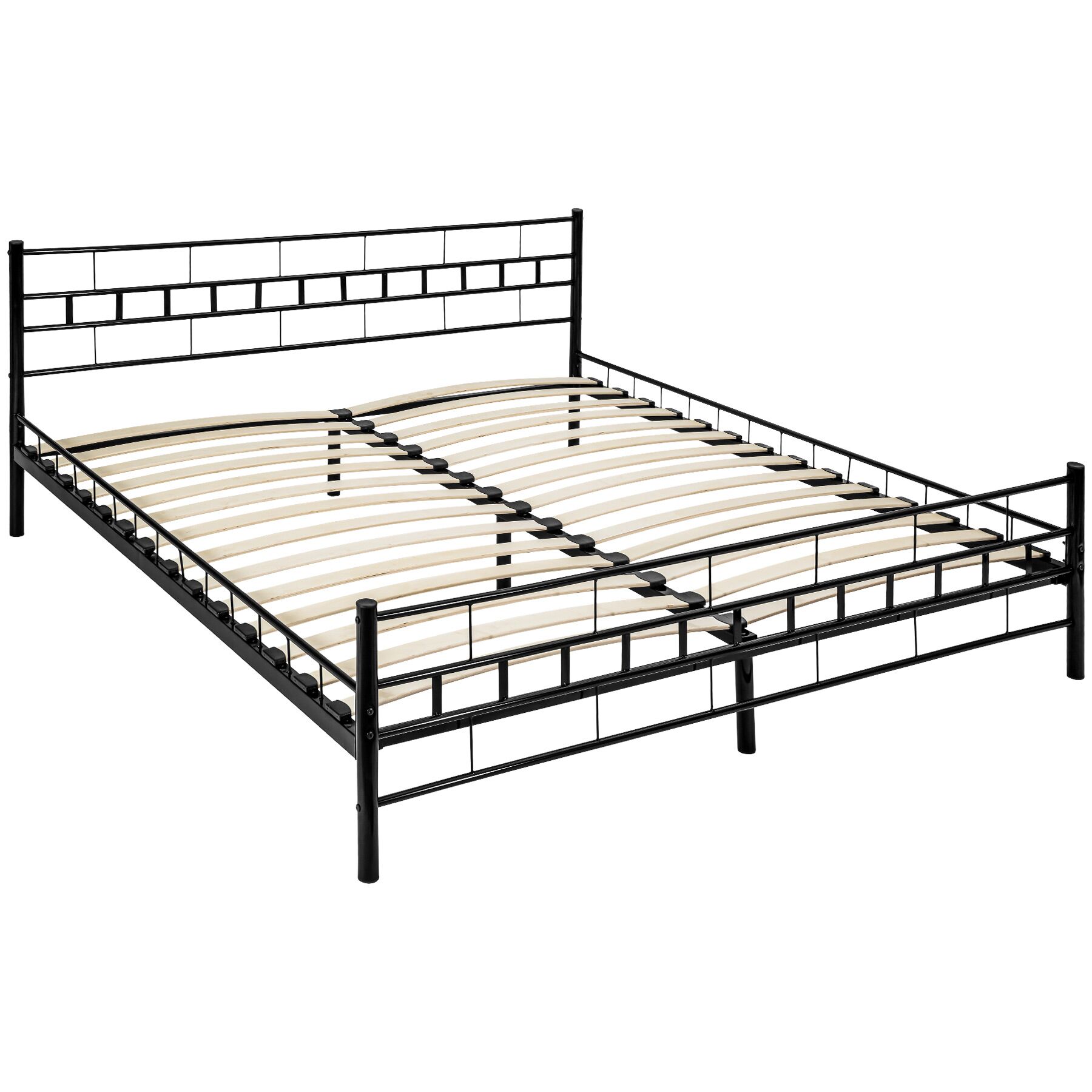 Sängram med ribbotten i modern design - 200 x 180 cm, svart | tectake