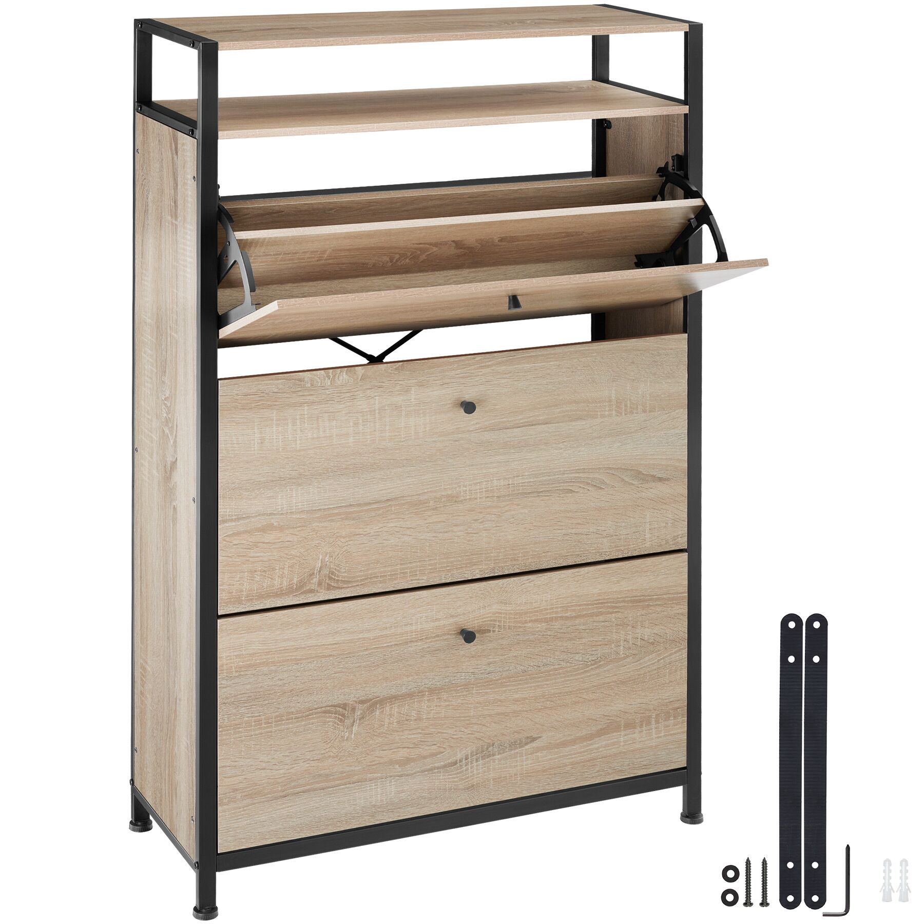 Sapateira - Madeira industrial clara, carvalho Sonoma, 81 cm | tectake