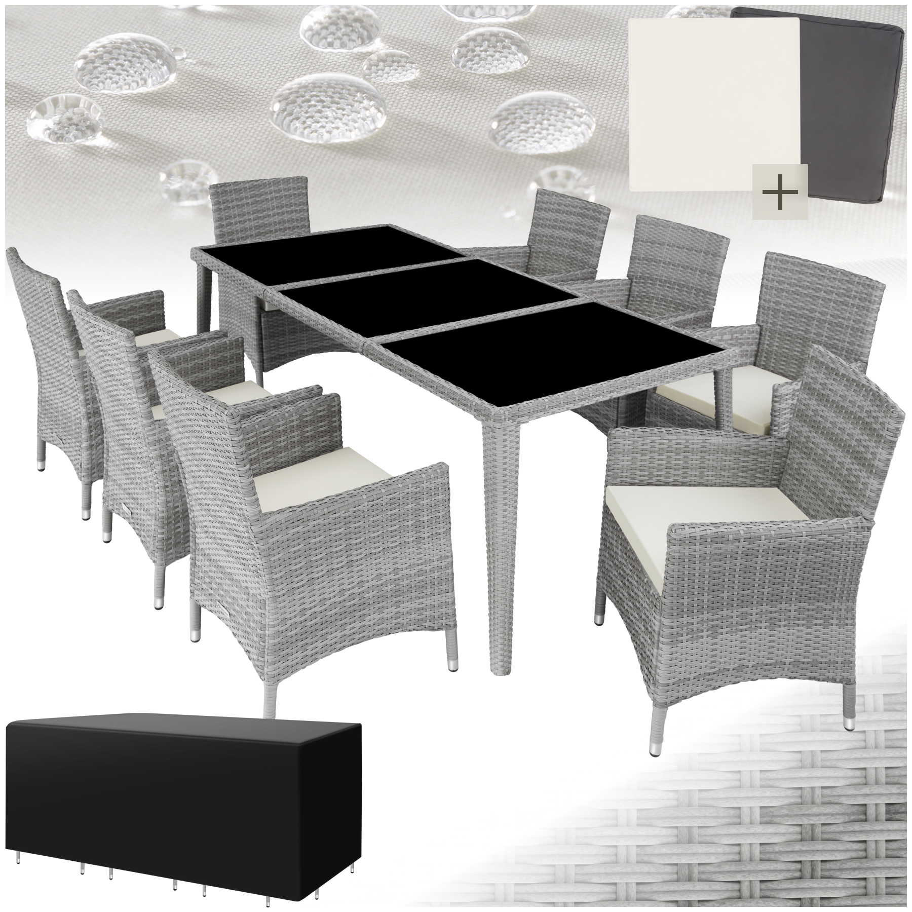 Polyrattan Sitzgruppe Gartenmöbel Gartenset Gartengarnitur Aluminium Essgruppe