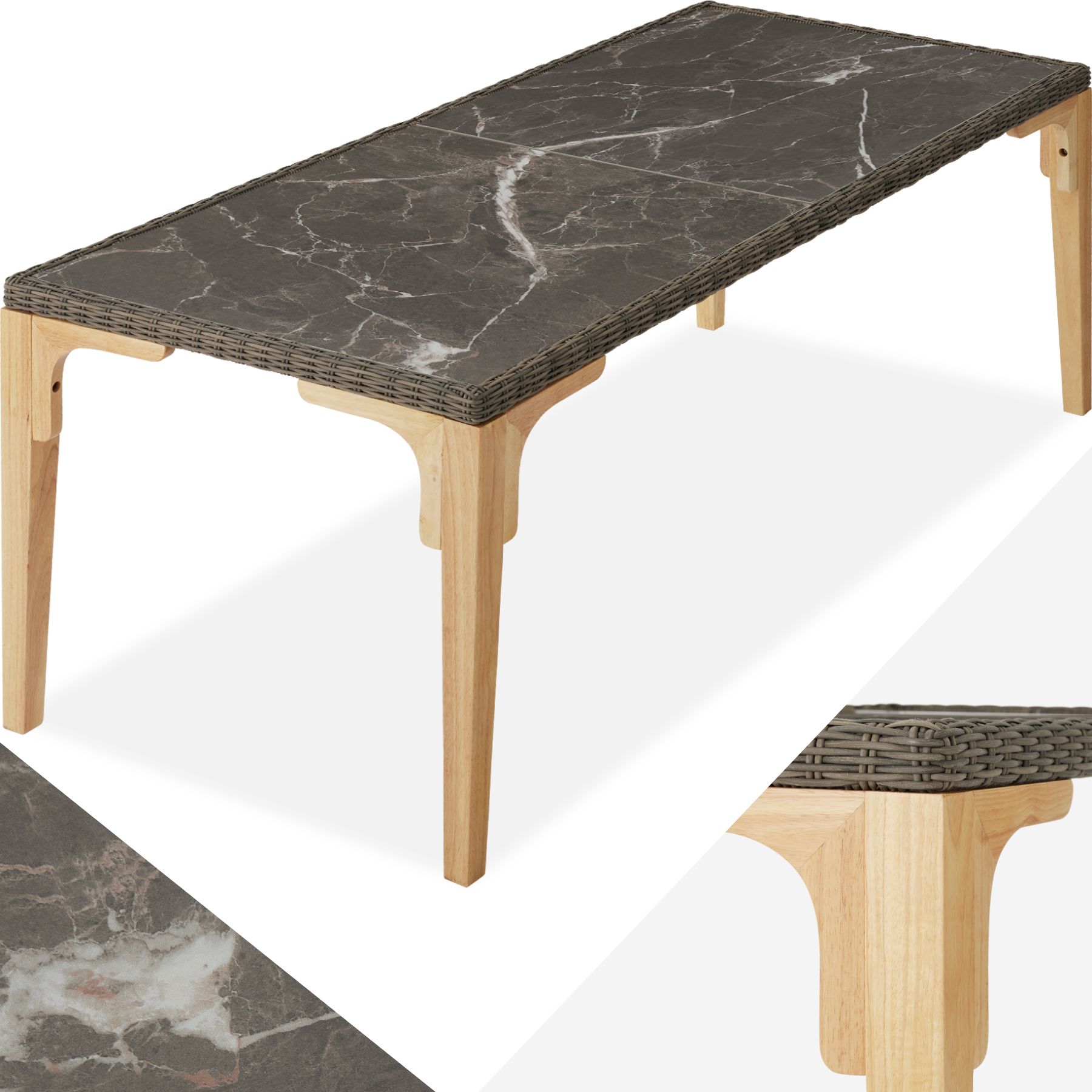 Mesa de rattan Foggia 196 x 87 x 76cm - natural