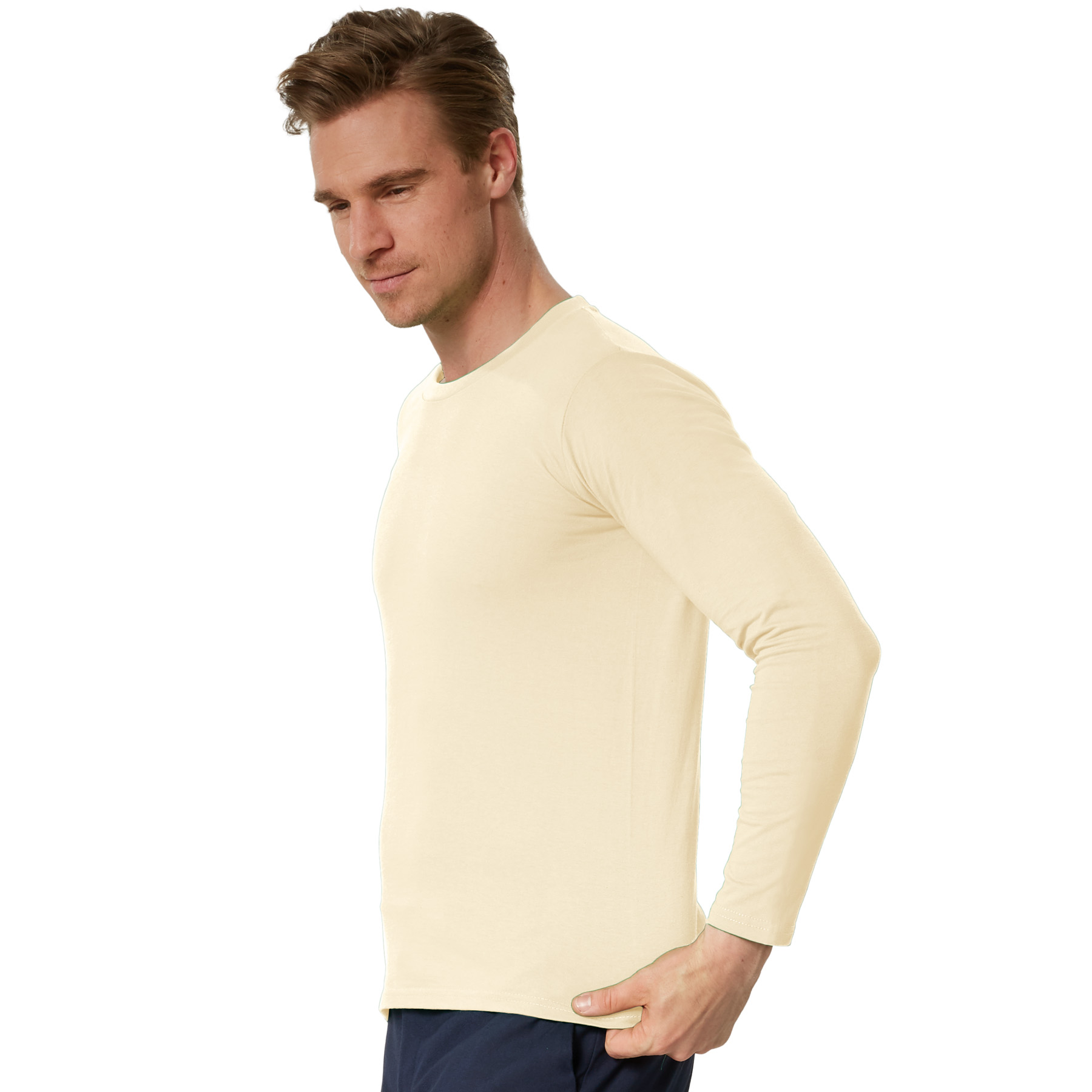 Longsleeve Herren Langarmshirt unifarben Sweatshirt Langarm T-Shirt Pullover neu