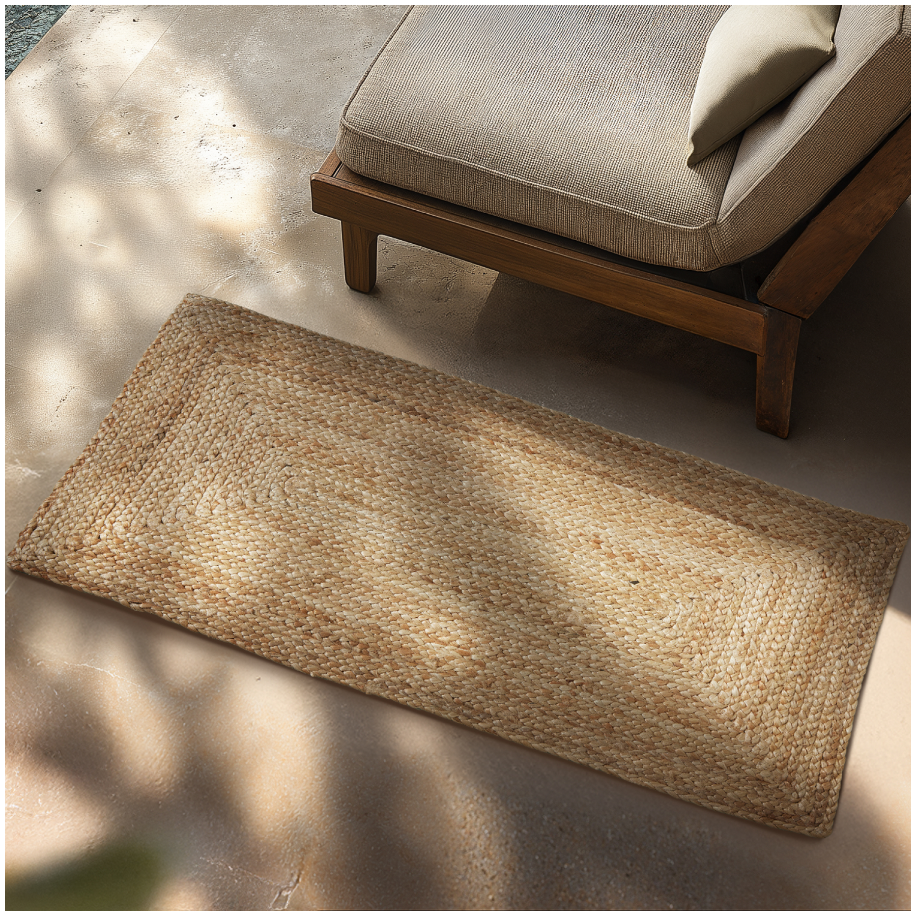 Handgewebter Teppich Glim aus Jute, Boho-Stil - 60 x 110 cm von tectake