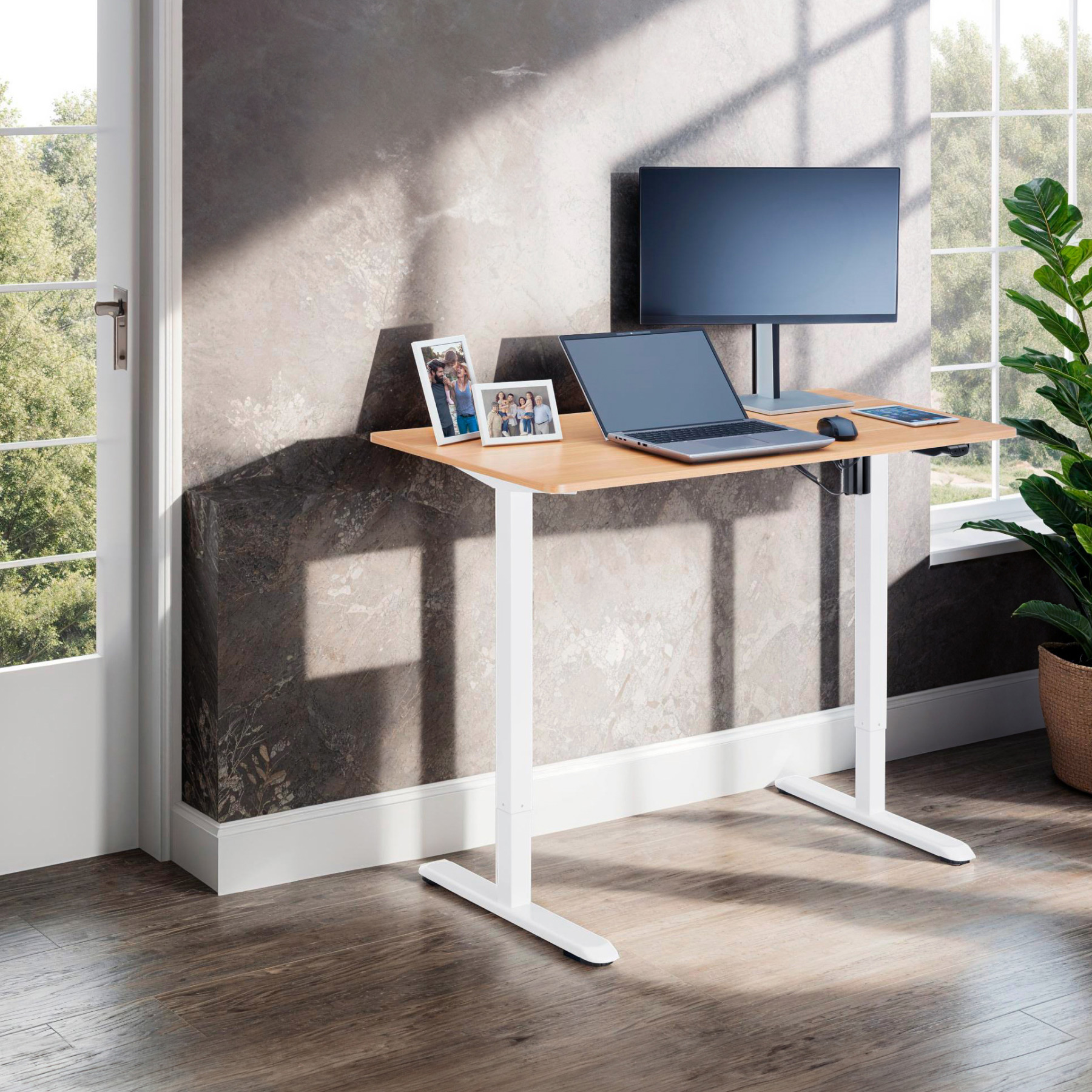 Höhenverstellbarer Schreibtisch Elektrisch Computertisch Arbeitsplatz PC-Tisch - Bild 23 von 37