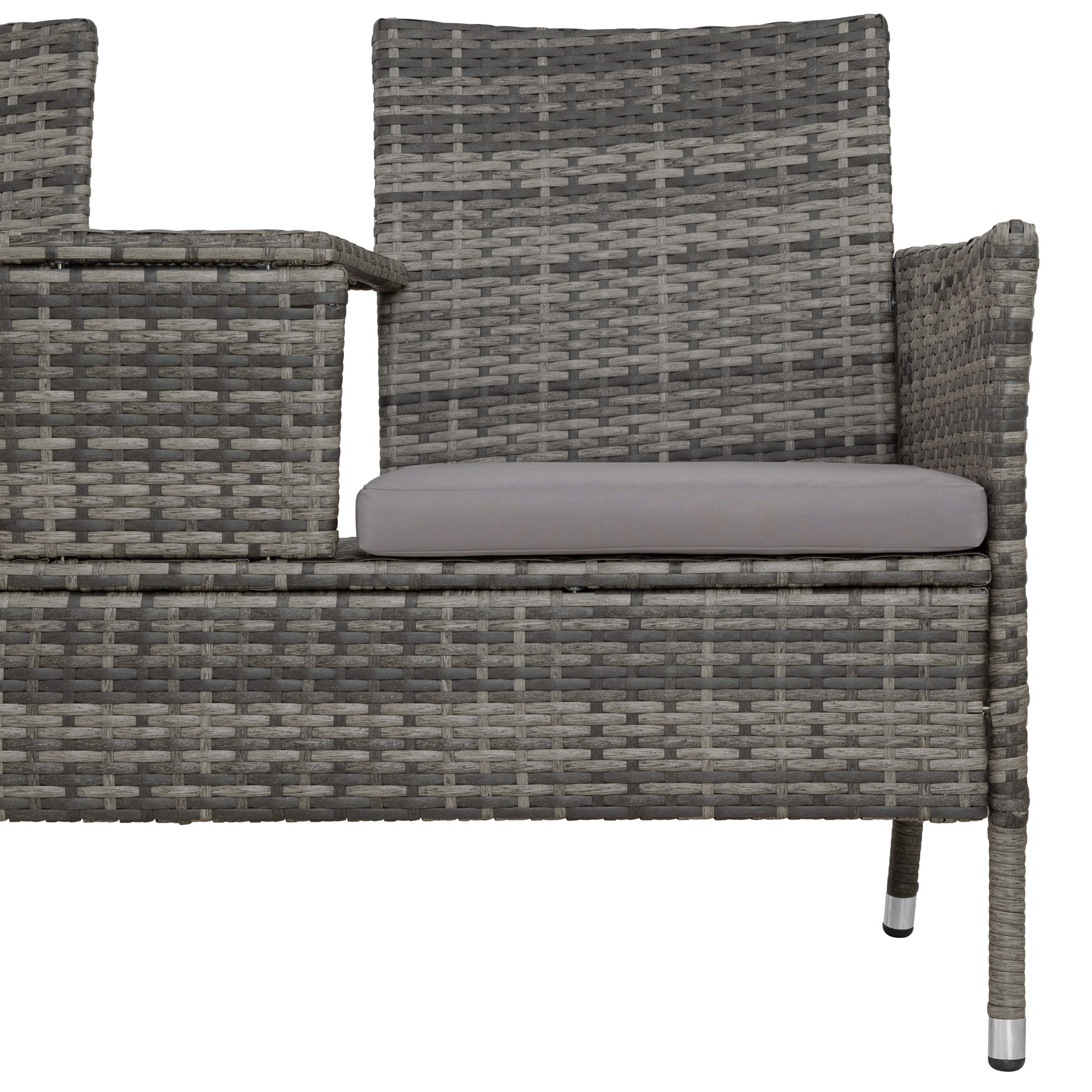 Poly Rattan Bench Glass Table Garden Furniture 2 Seats Wicker Patio Balcony New - Picture 18 of 81