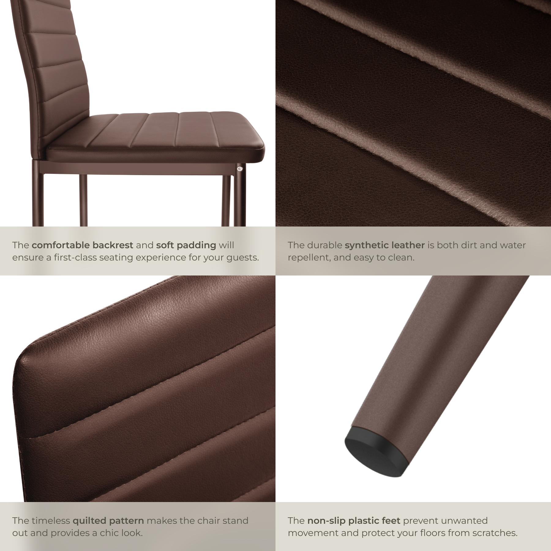 Dining Chair Set Kitchen Living Room Furniture Faux Leather Chairs Thick Padding - Picture 53 of 61