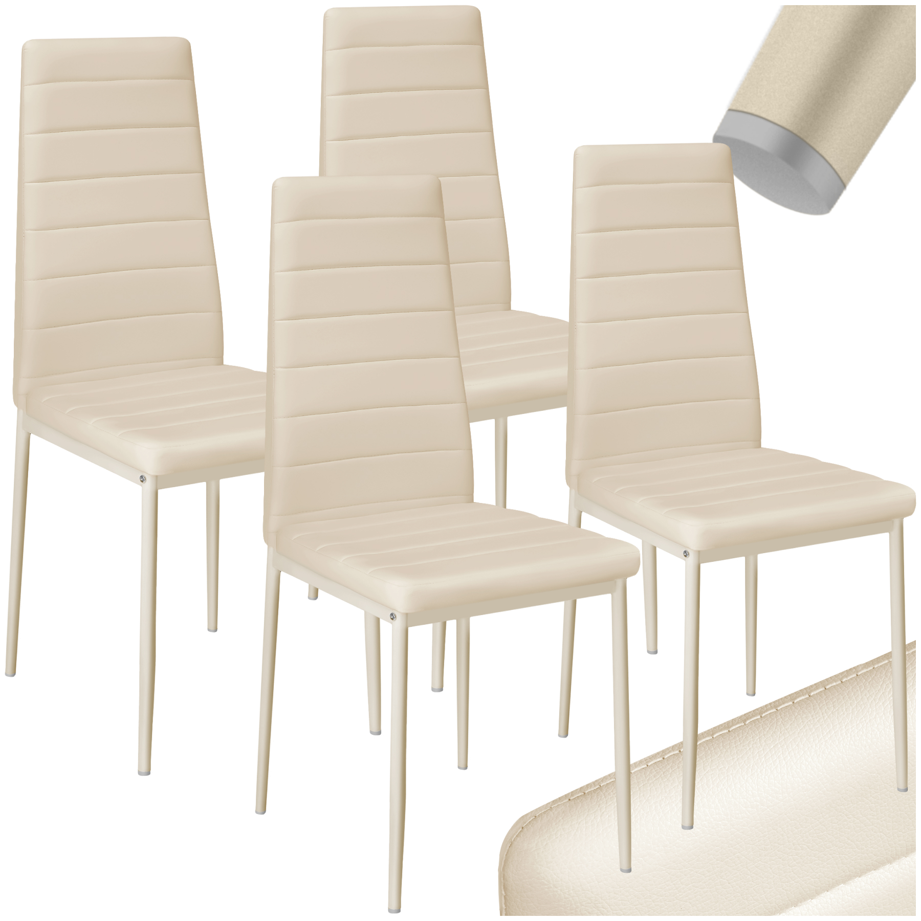 Eetkamerstoelen, kunstleer - beige, Set van 4