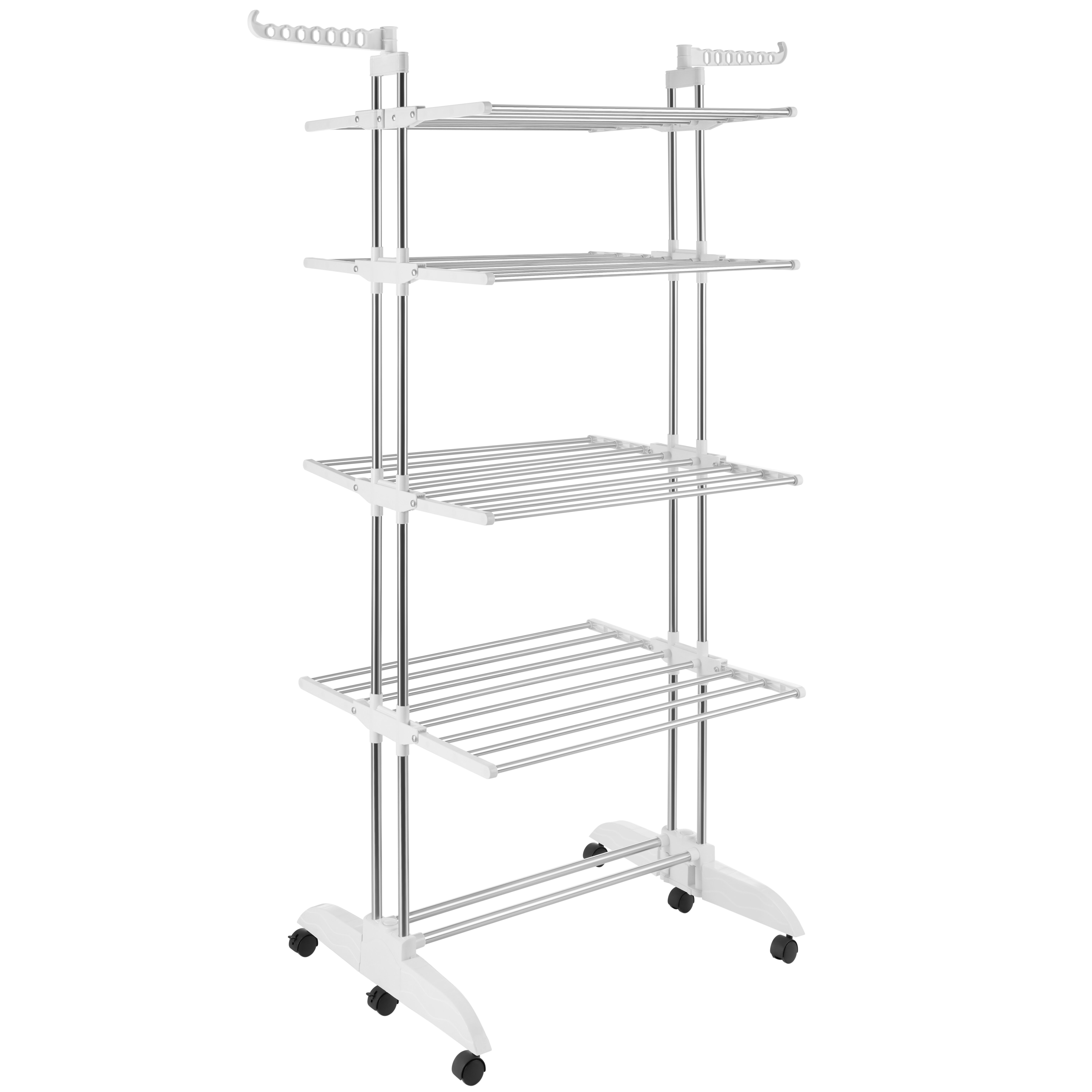 Tower-style Drying Rack Odelia Tower Drying Rack with Casters, Foldable, 4 Levels - white/chrome | tectake